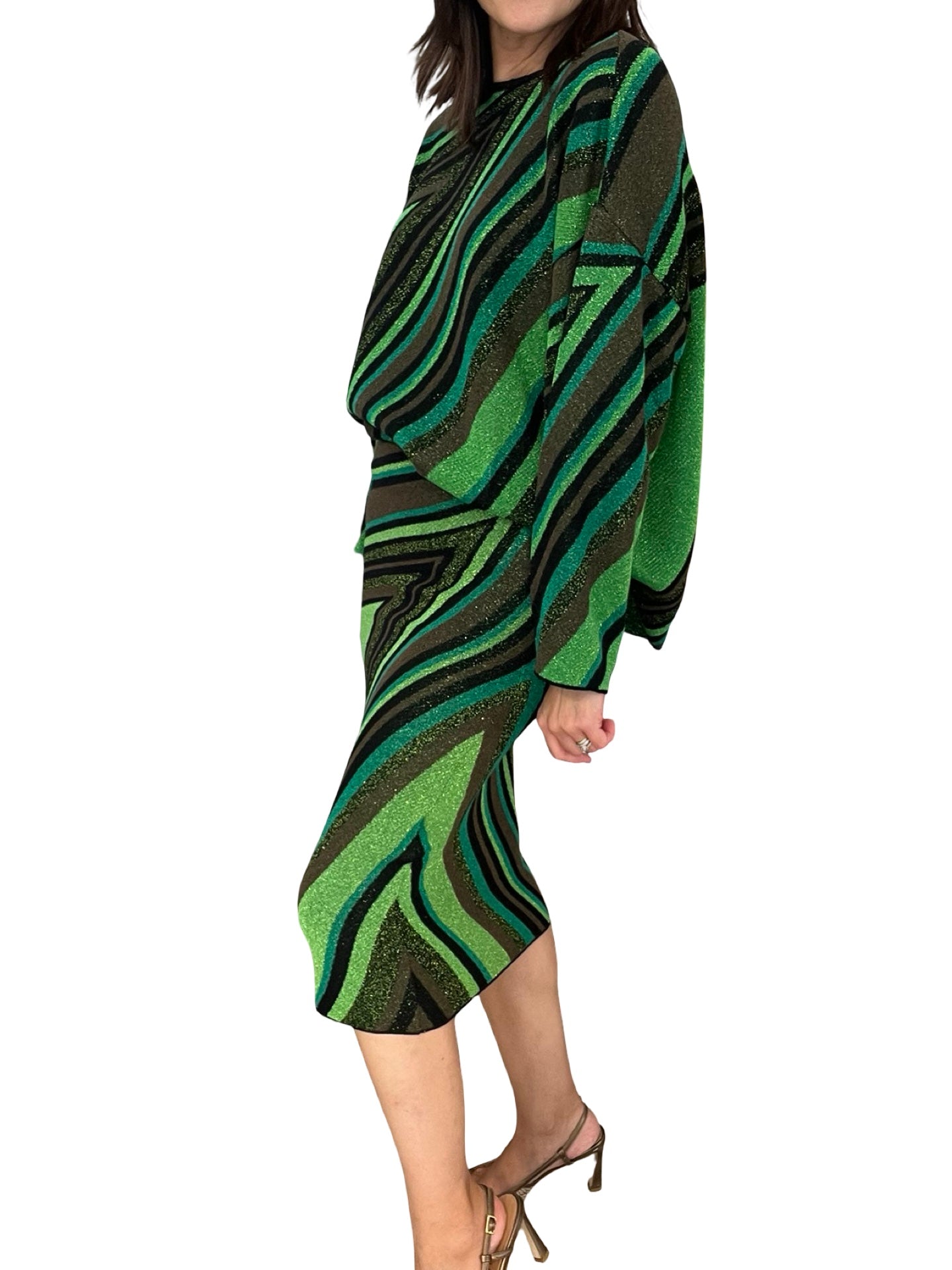 AKEP Point Lurex Green Skirt