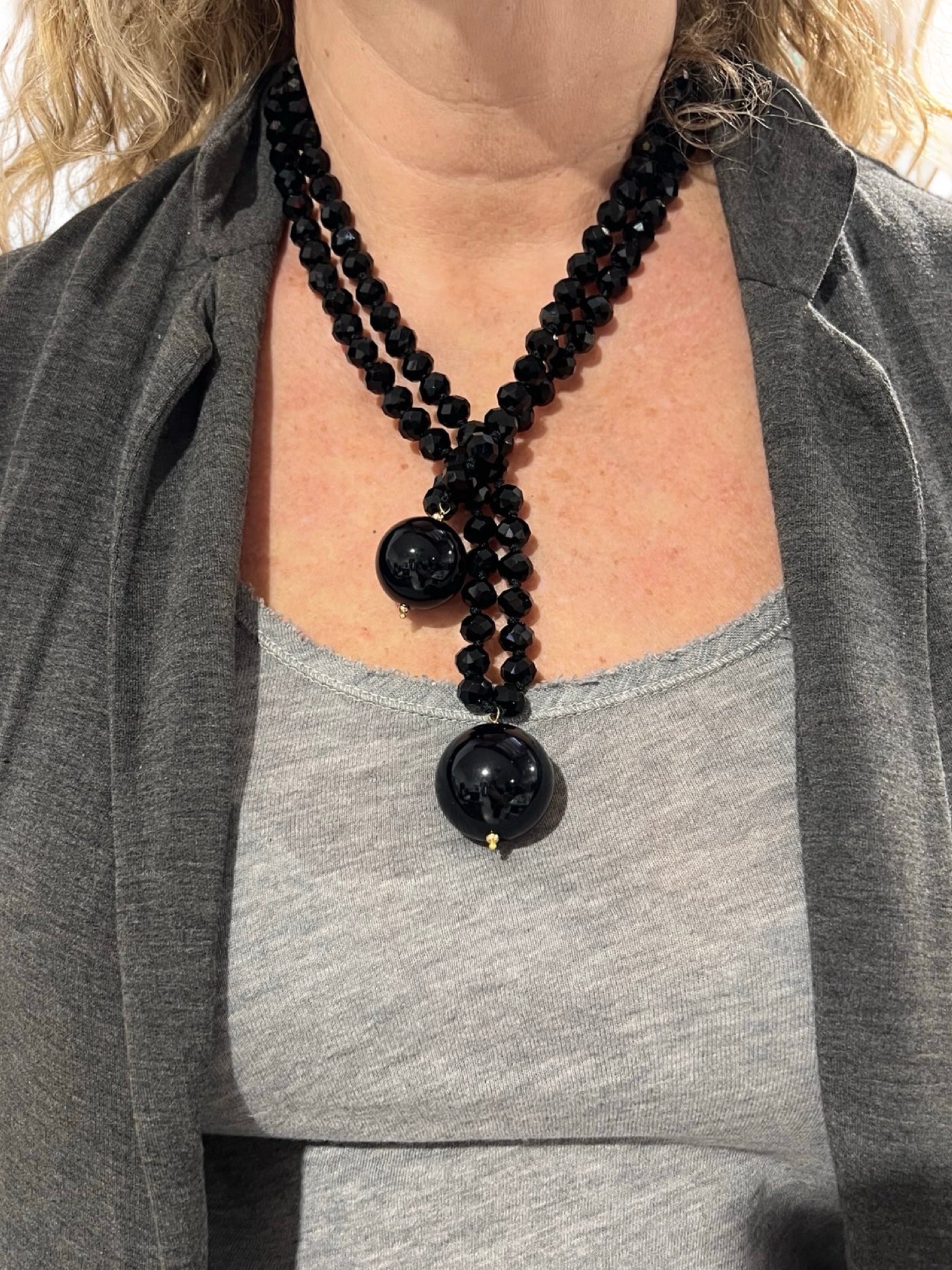 Collar Fabrizio Marcantelli Bolitas y 2 Bolas Grande Negro Total