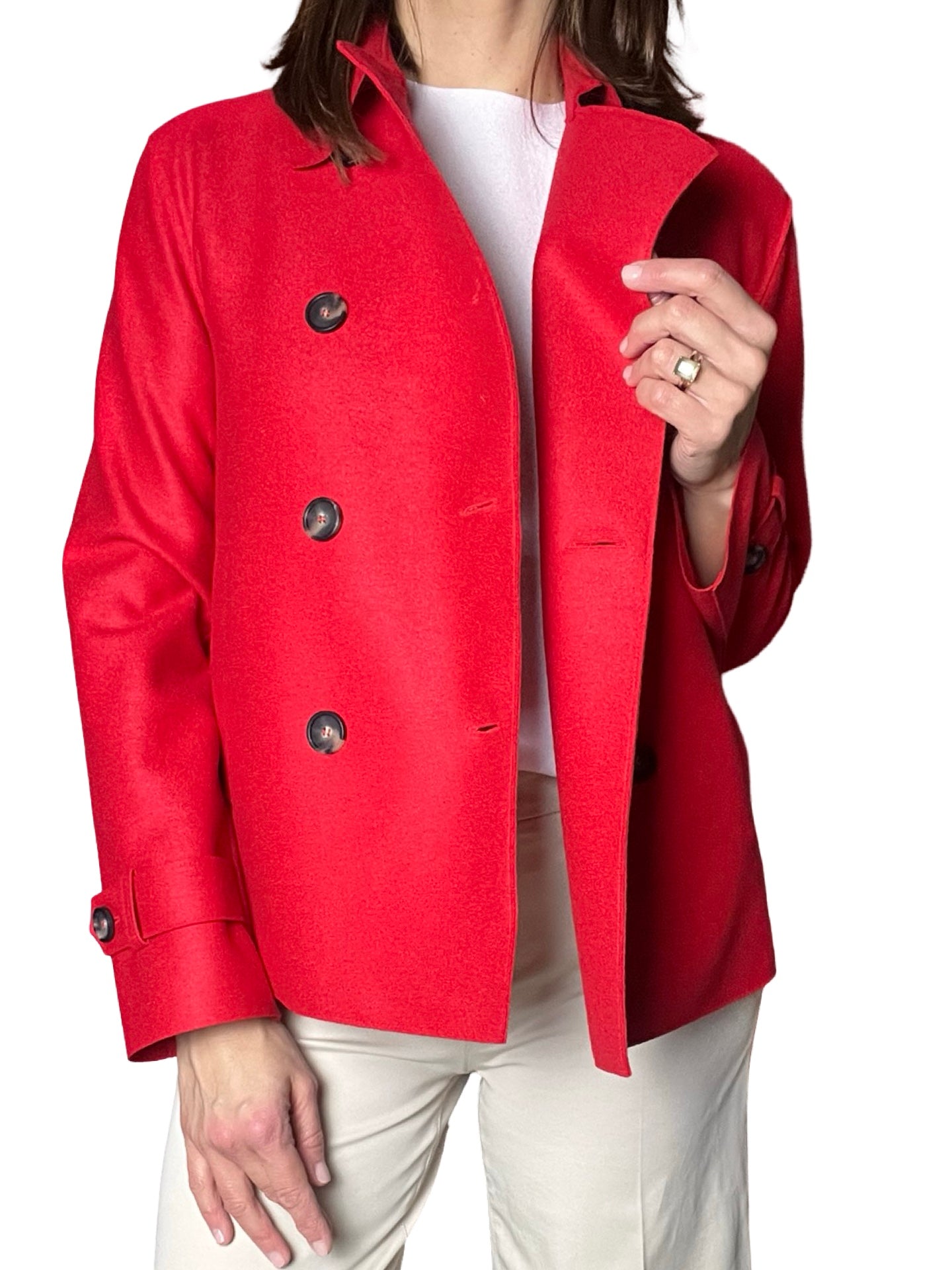 Harris Wharf London Trench Red Wool Jacket