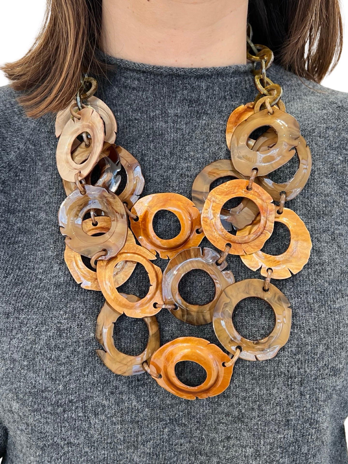 Collar Il Baco Da Seta Triple Tiras Anillas Dorado