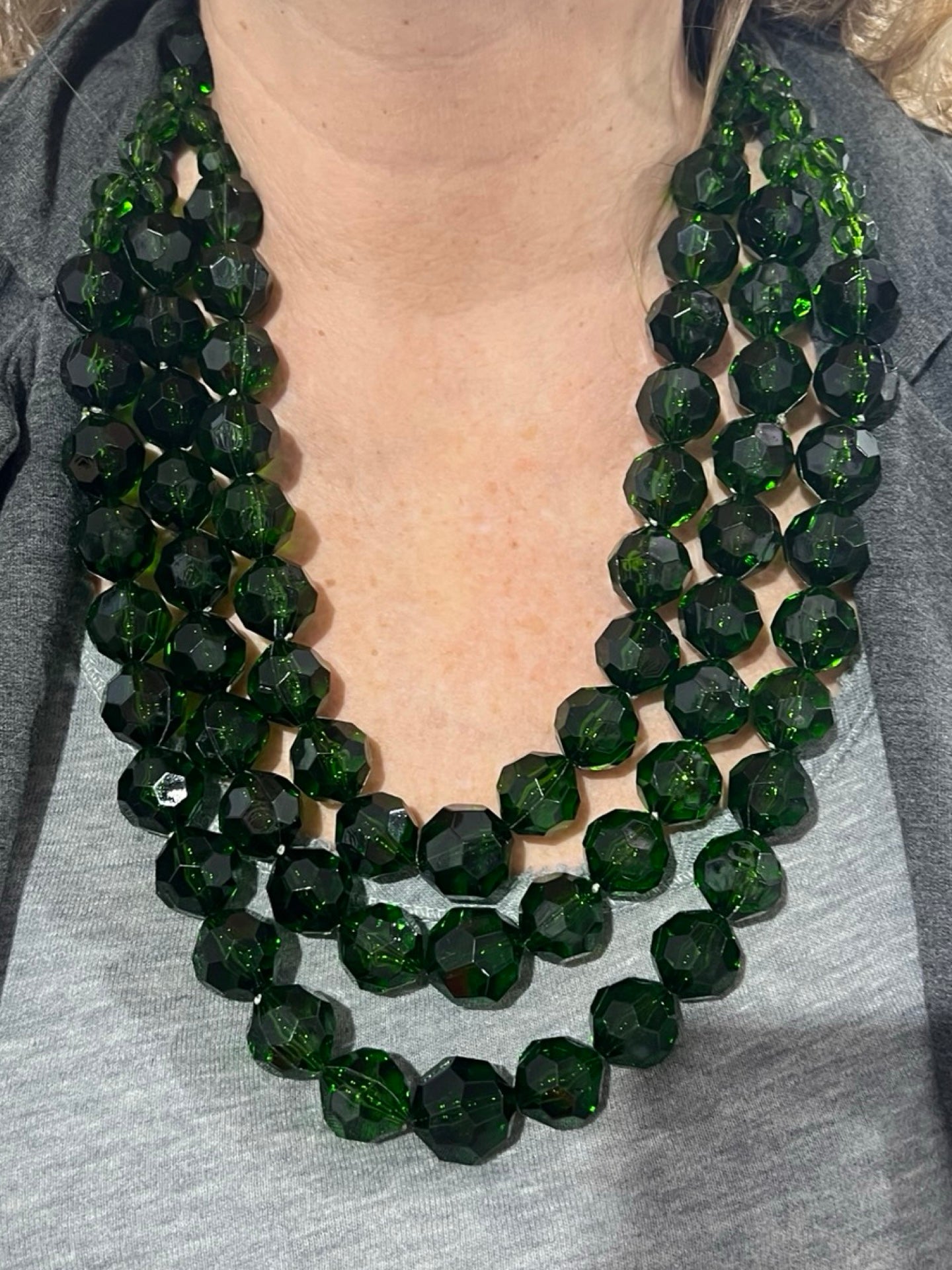 Fabrizio Marcantelli Necklace 3 Strips Green Stones