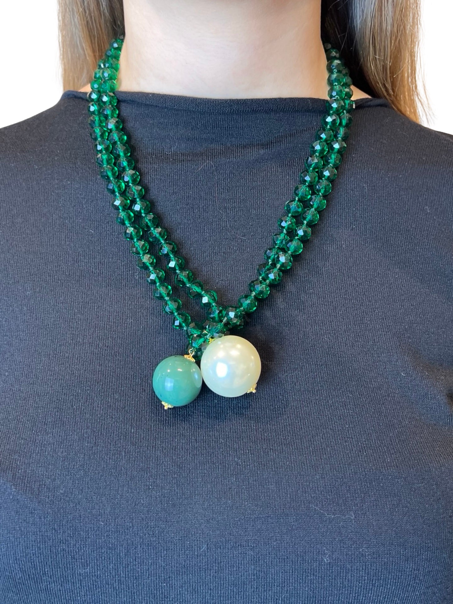 Collana Fabrizio Marcantelli con Palline e 2 Palline Grandi Verdi