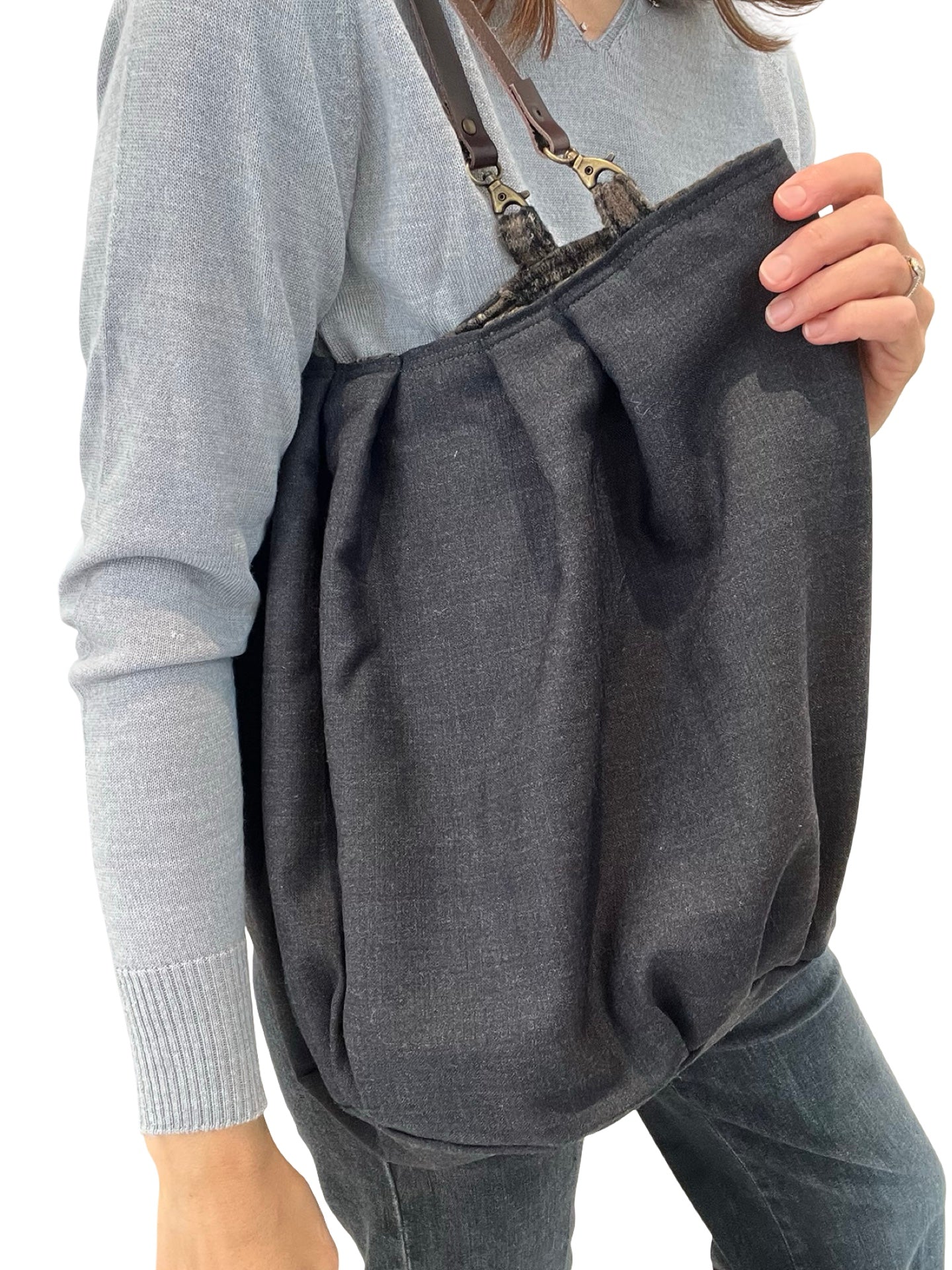 Biancas Petit sac en tissu à carreaux marron