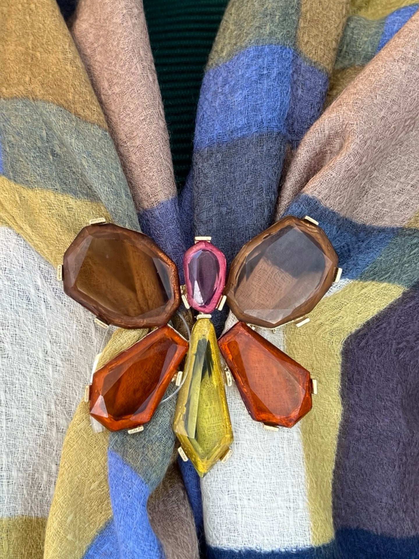 Broche Il Baco Da Seta Mariposa Cristales Naranja