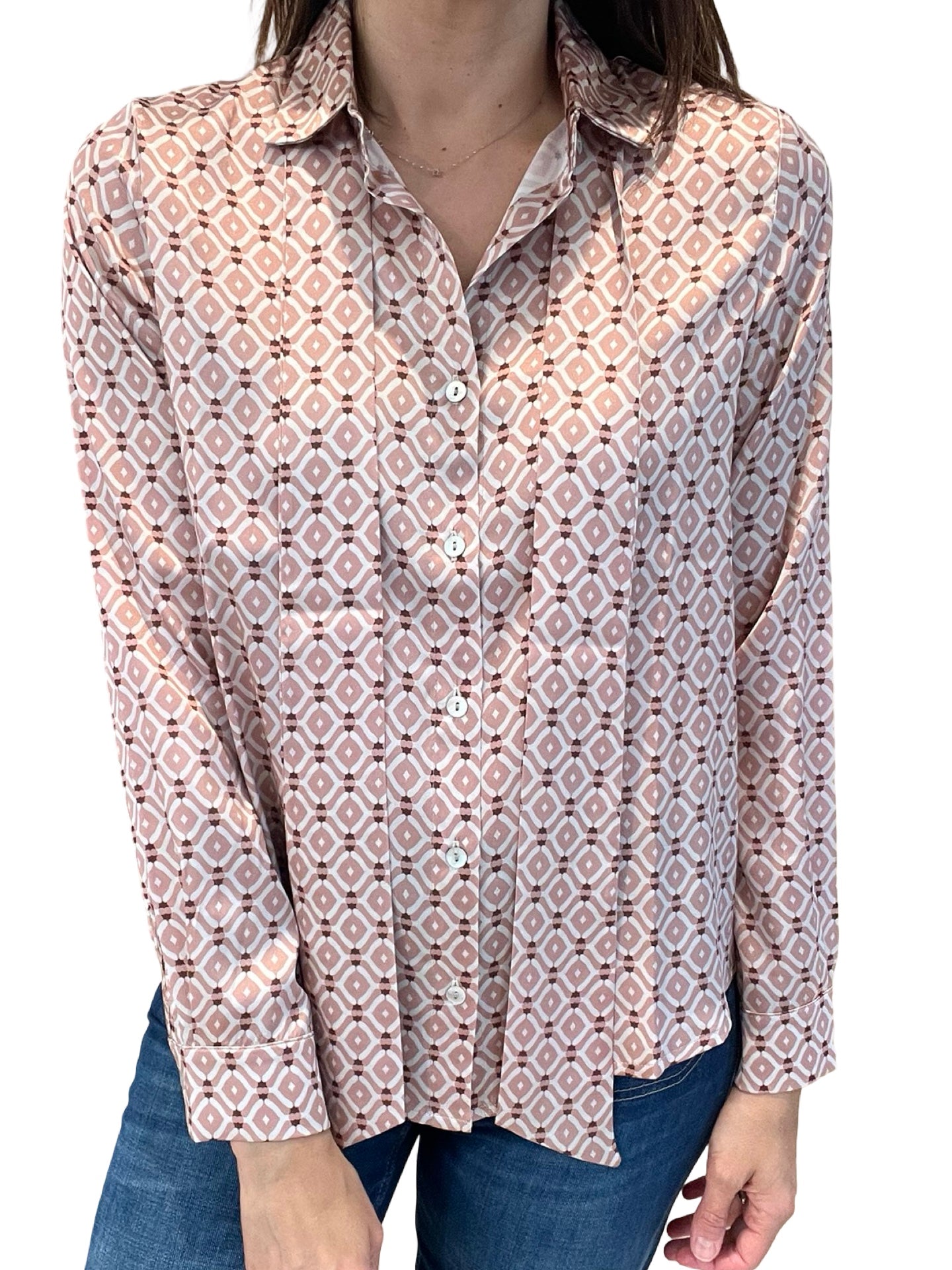 Chemise en soie imprimée Monika Varga avec nœud