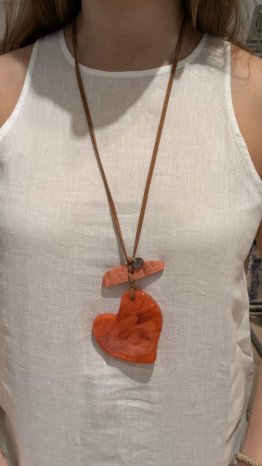 Collar Largo Il Baco da Seta Corazón Coral