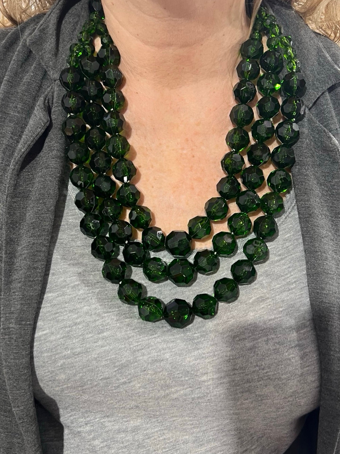 Fabrizio Marcantelli Necklace 3 Strips Green Stones