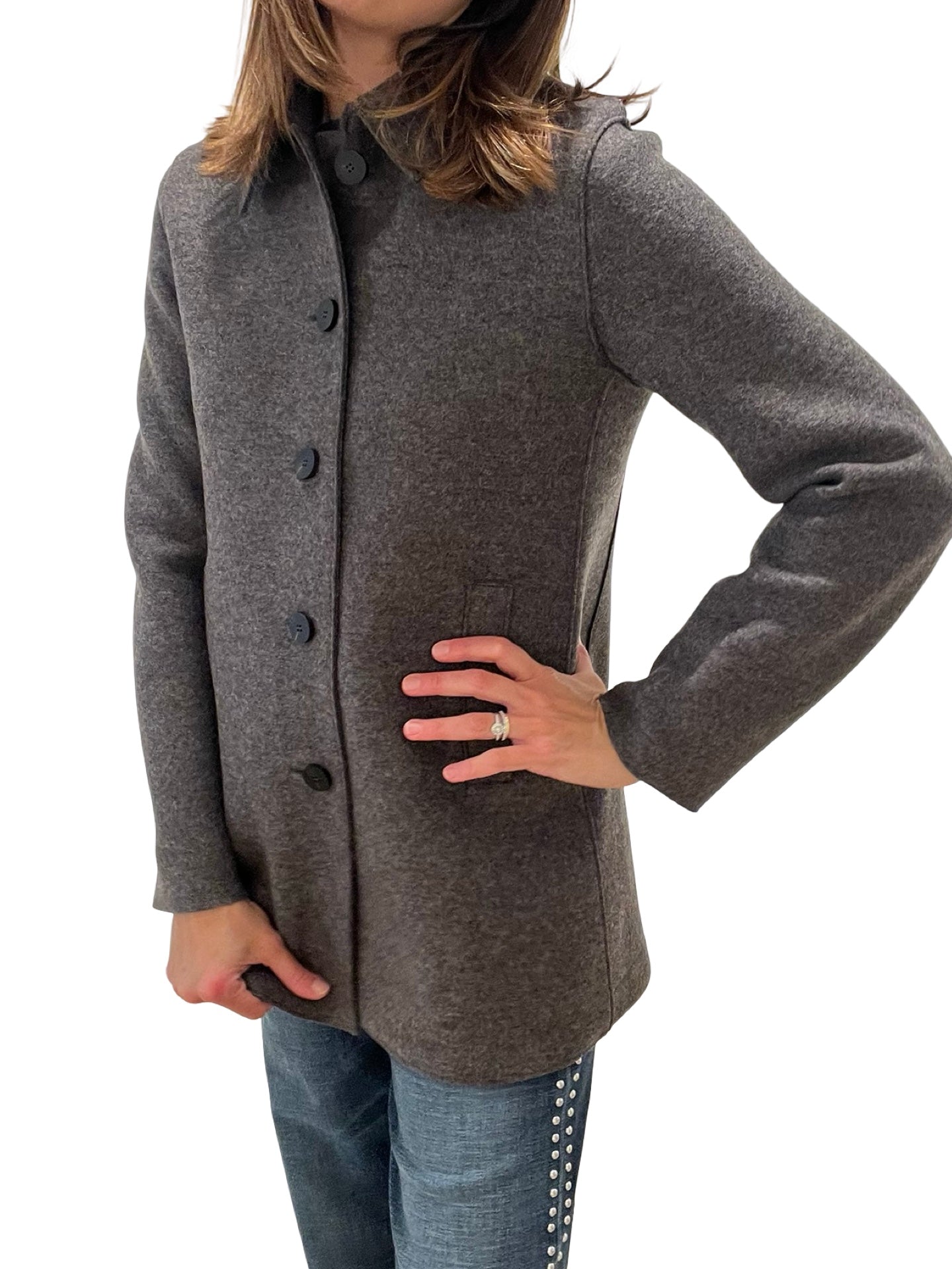 Chaqueton Harris Wharf London Largo Recto Gris Oscuro