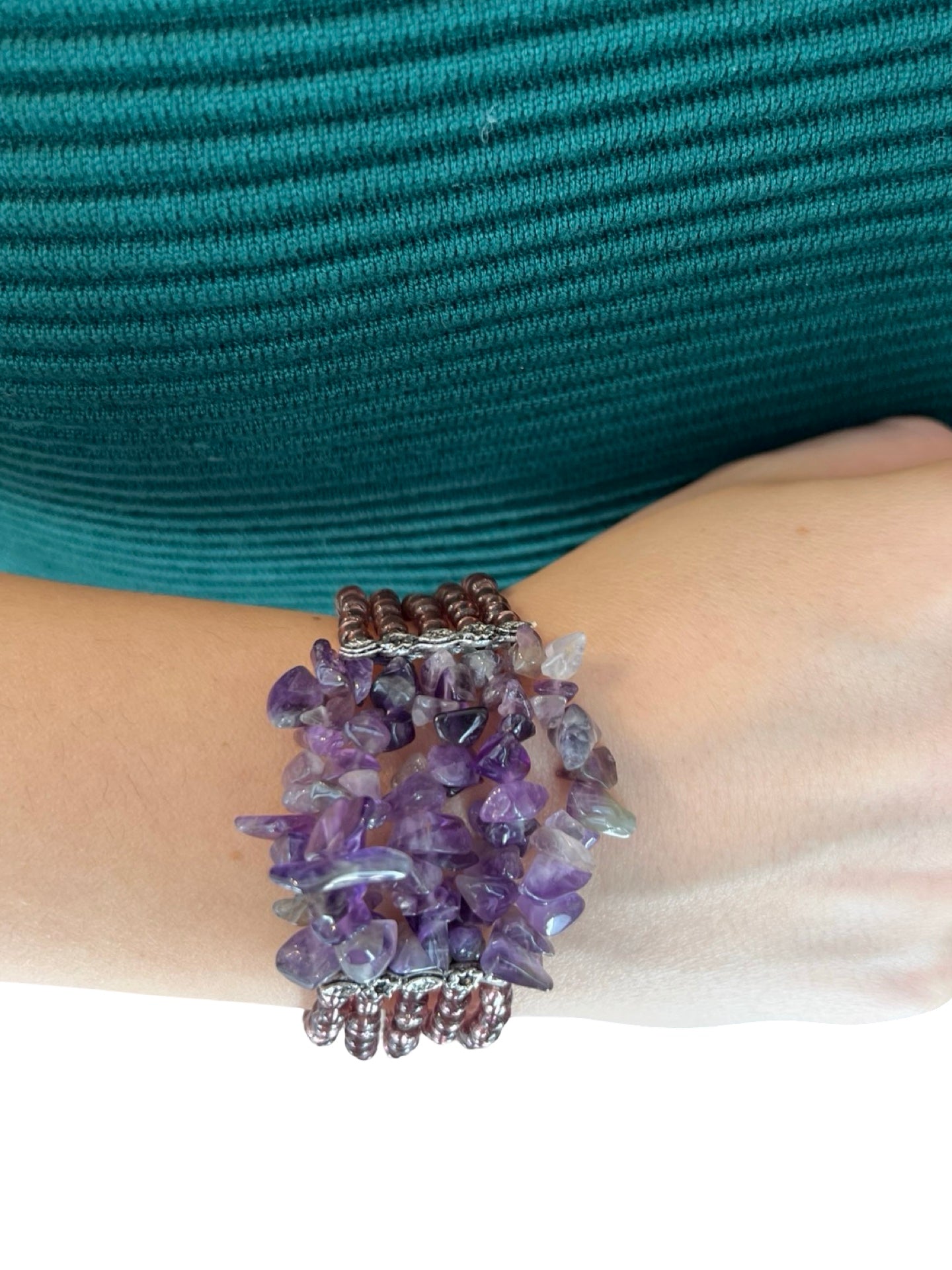Bracciale Il Baco Da Seta Perline di pietra viola