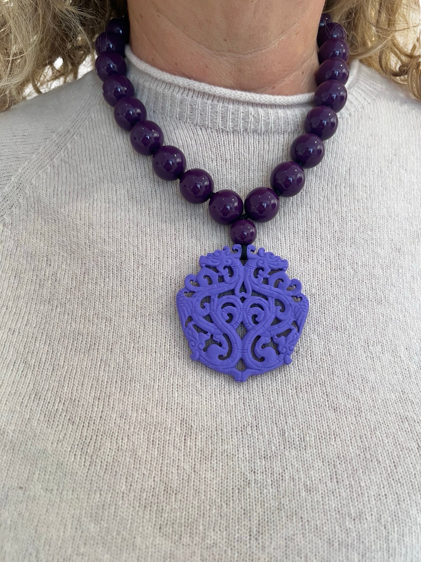 Fabrizio Marcantelli Short Purple Medallion Necklace