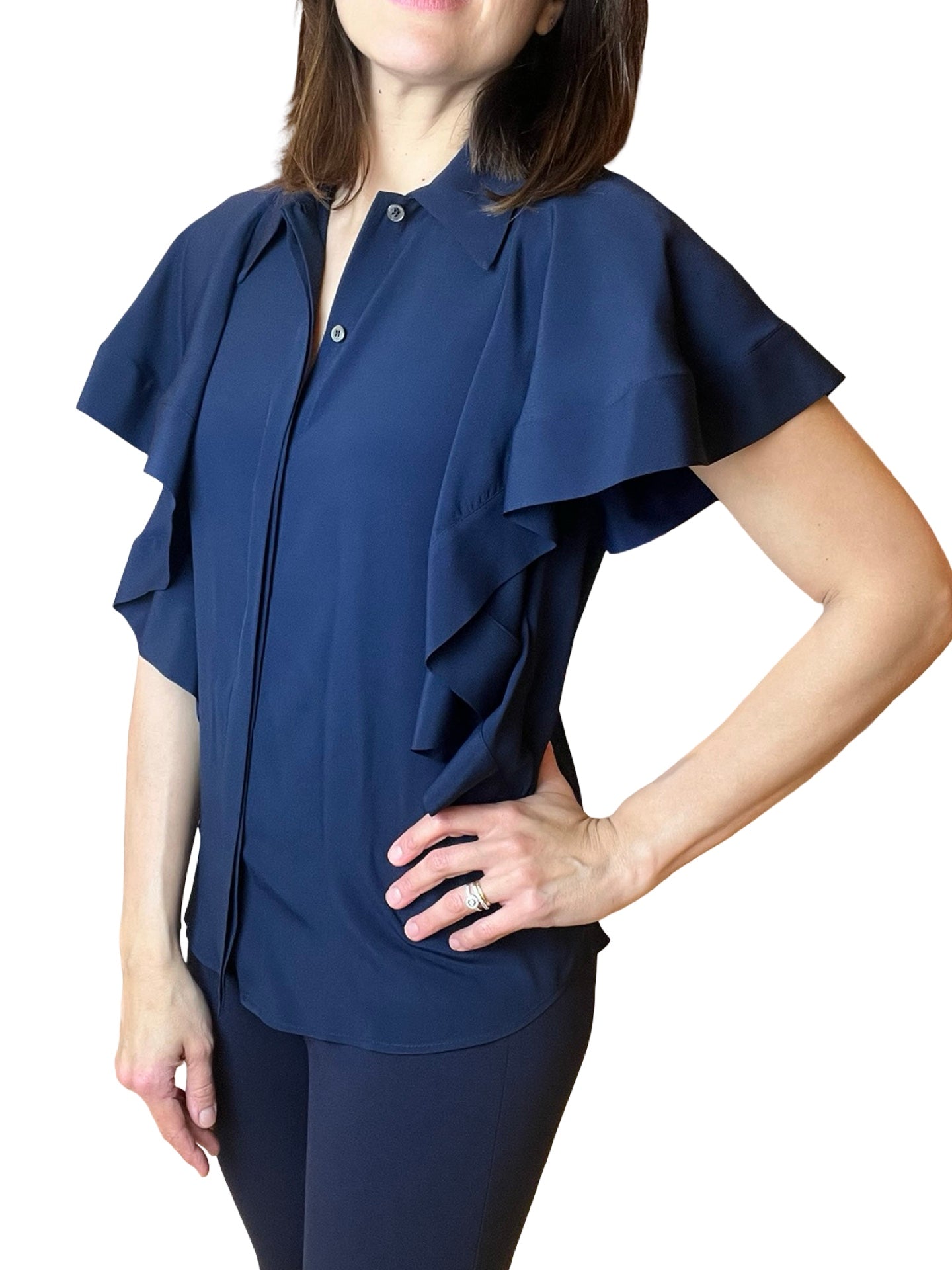 Chemise légère à volants à manches courtes Conti