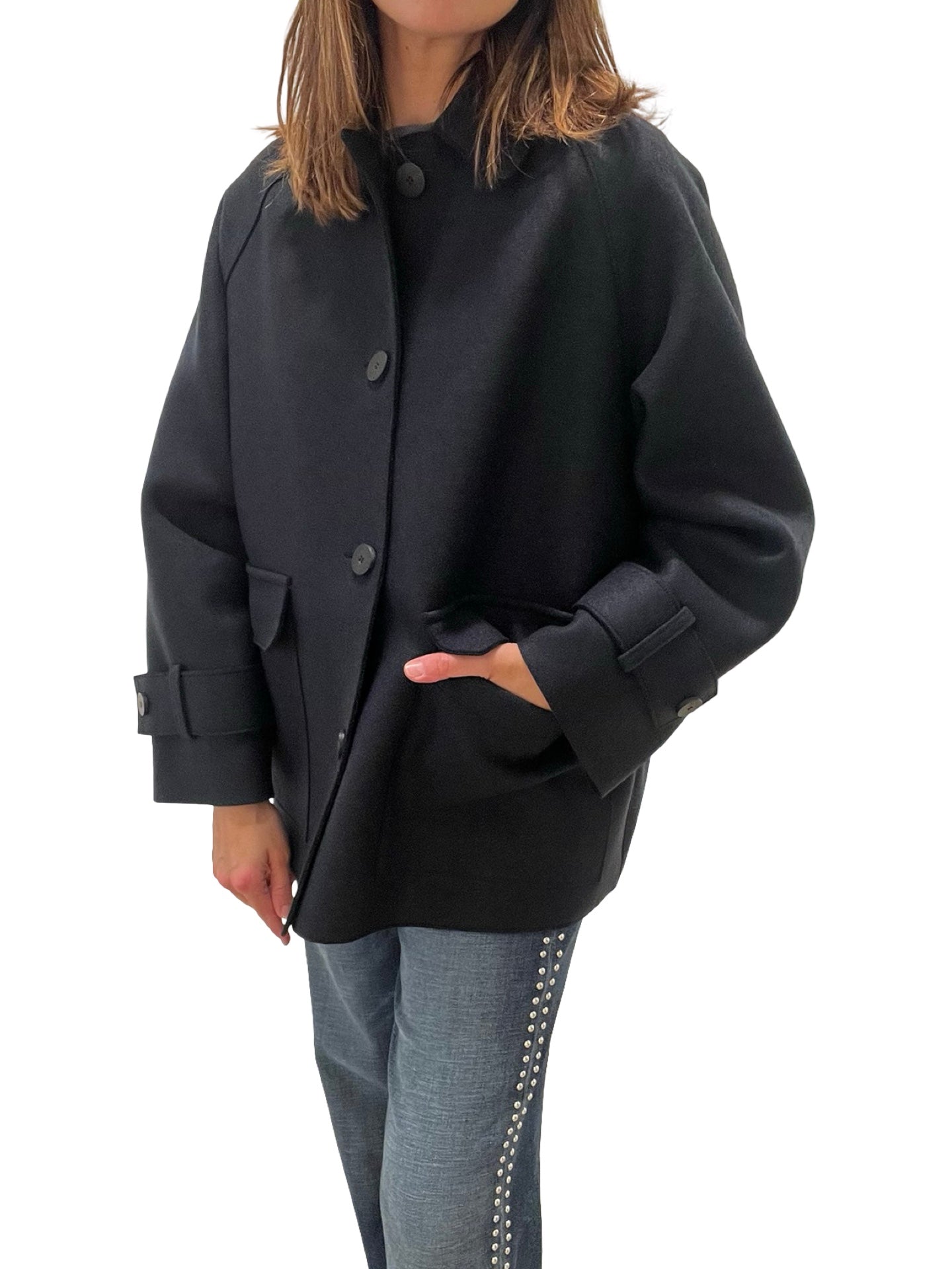 Harris Wharf London Trench avec doublure écossaise Bleu nuit