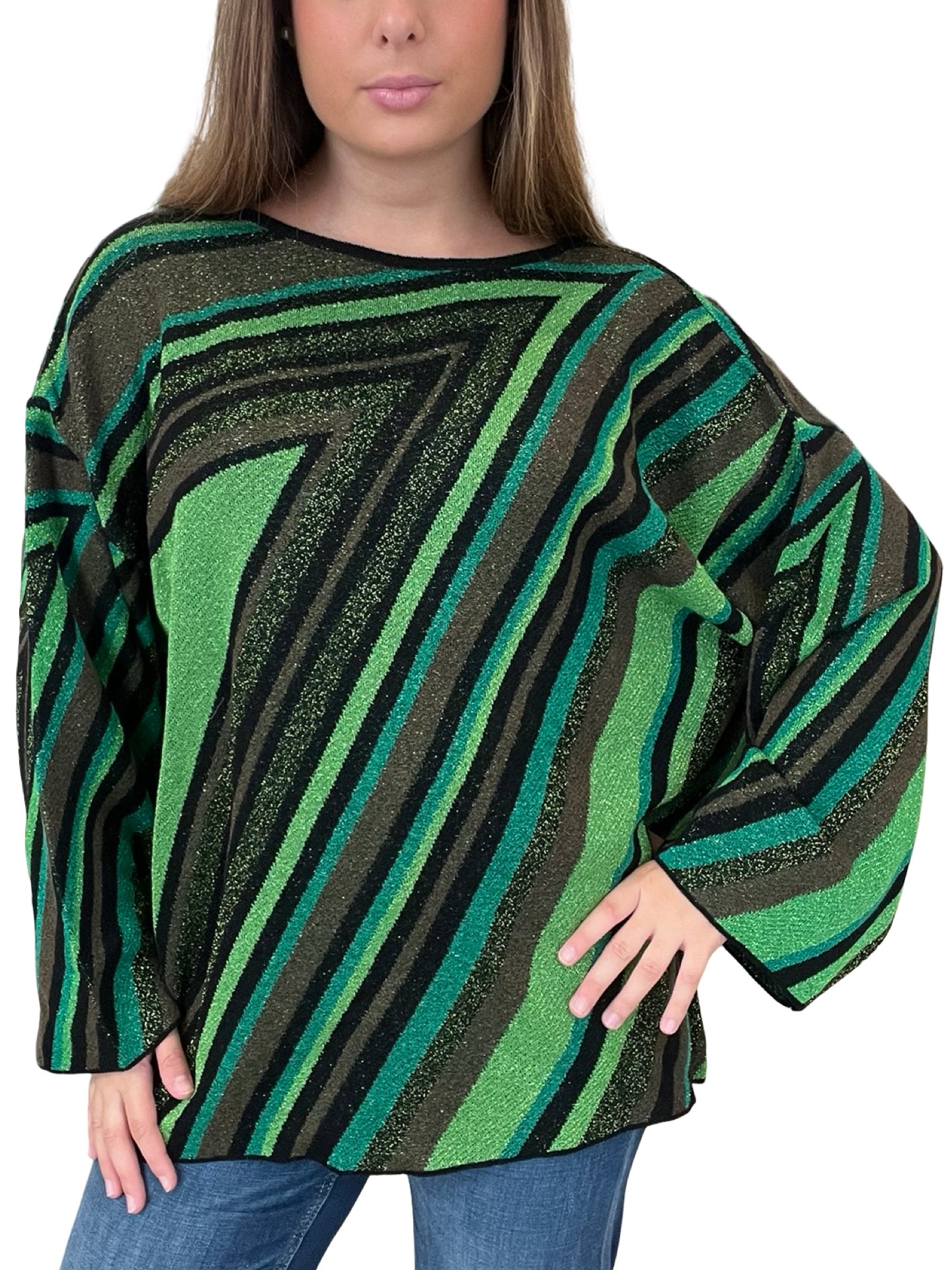 Akep Green Lurex Knit Sweater