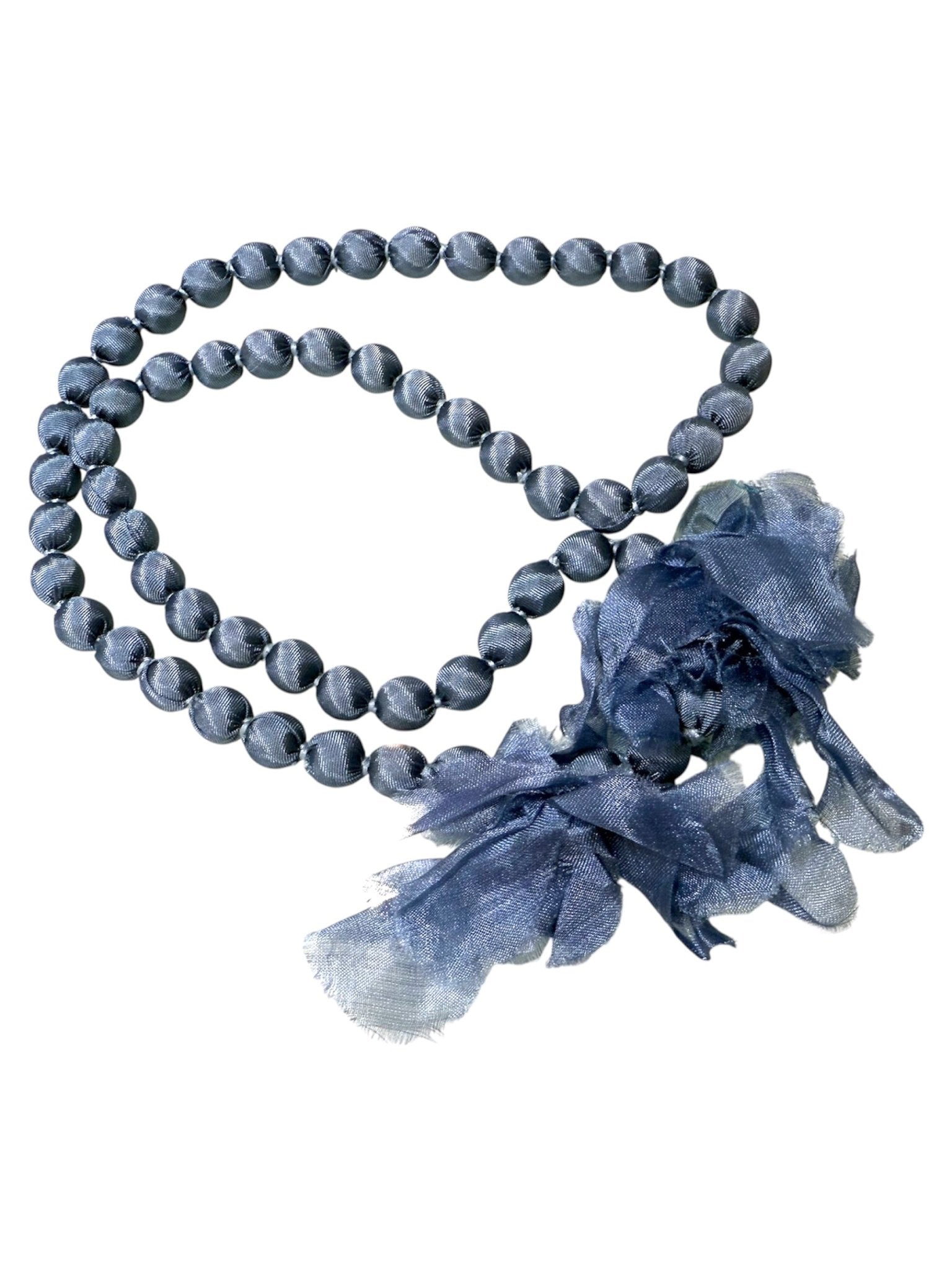 Collana Il Baco Da Seta Fiore di palline di seta Doan blu medio