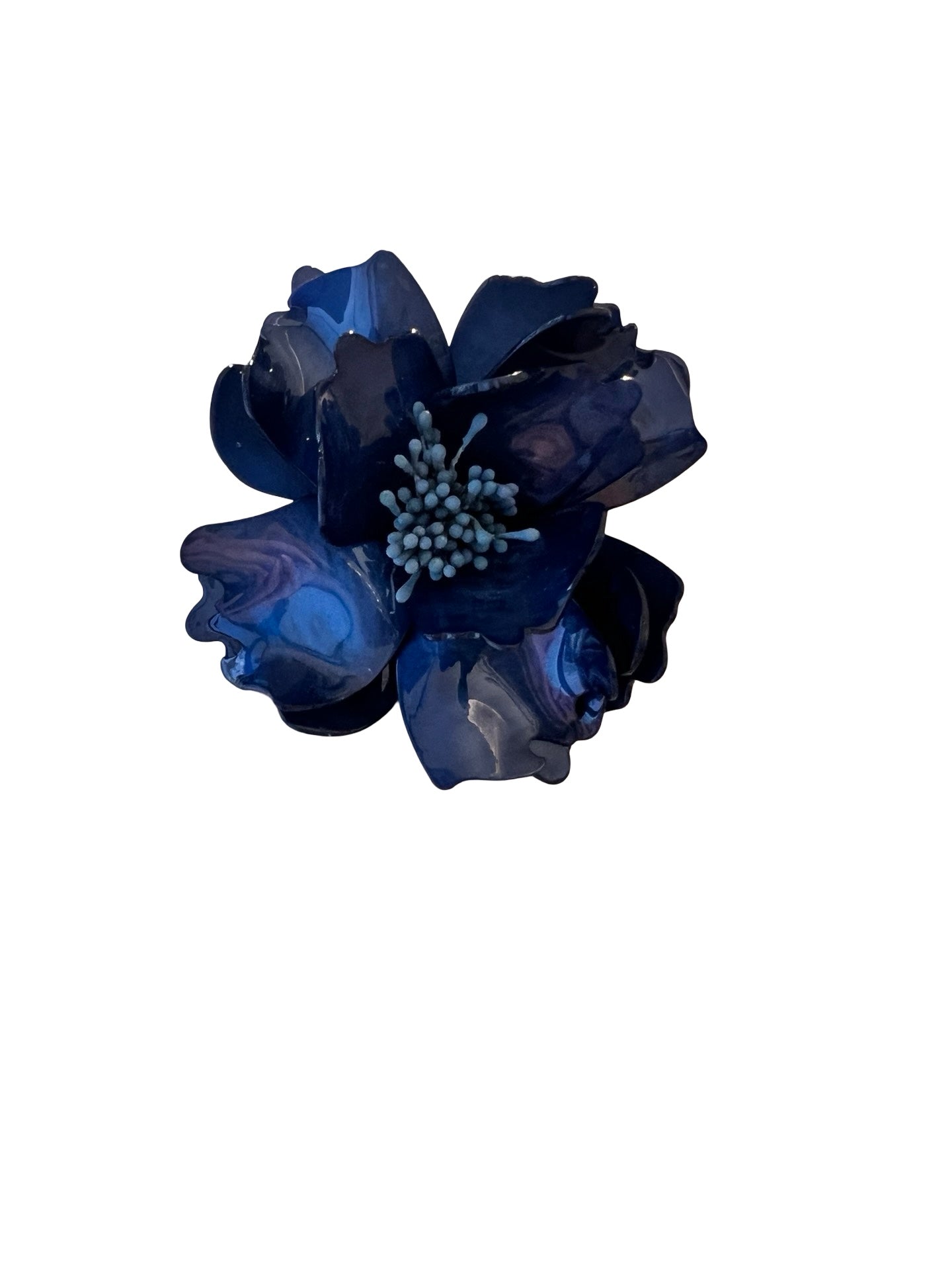 Broche Il Baco Da Seta Flor Resina Azul