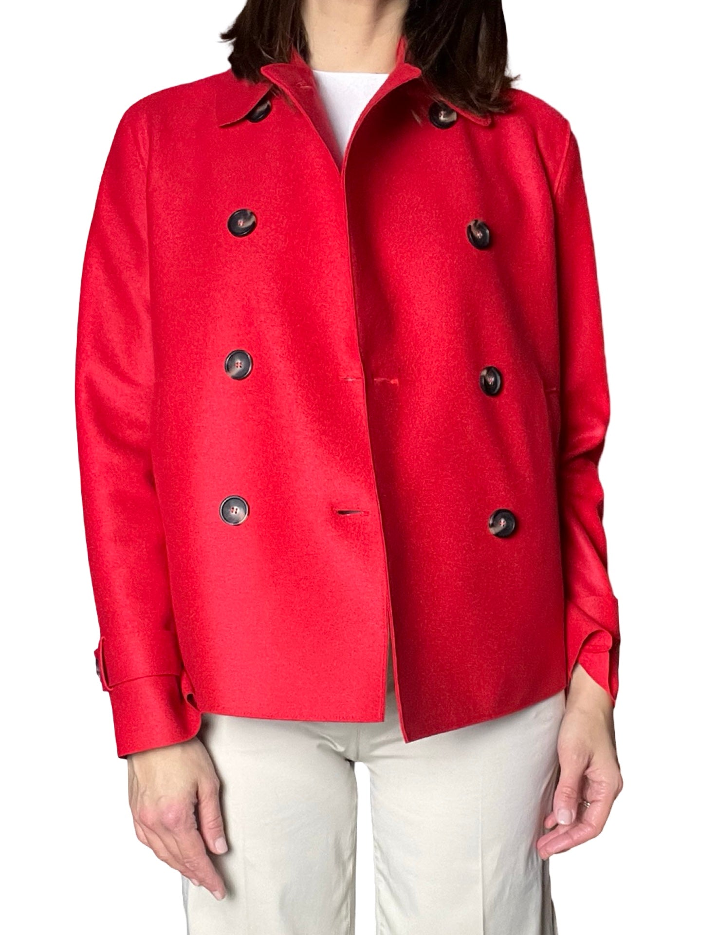 Harris Wharf London Trench Red Wool Jacket