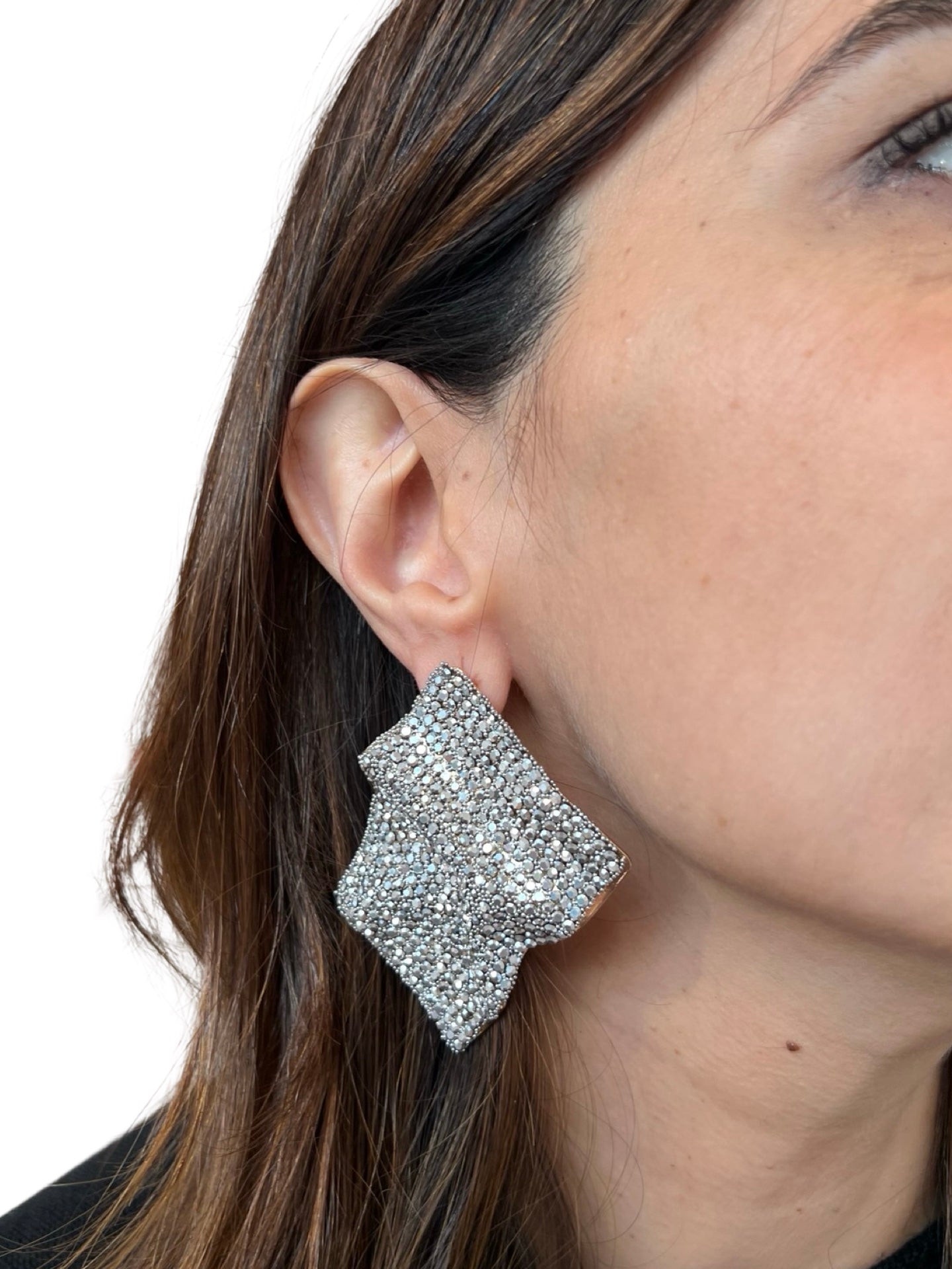 Earrings Il Baco Da Seta Silver Diamond Rhombus