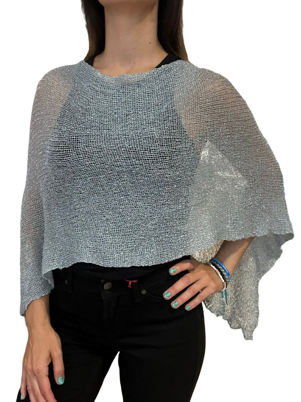 Il Baco Da Seta Lurex Silver Poncho