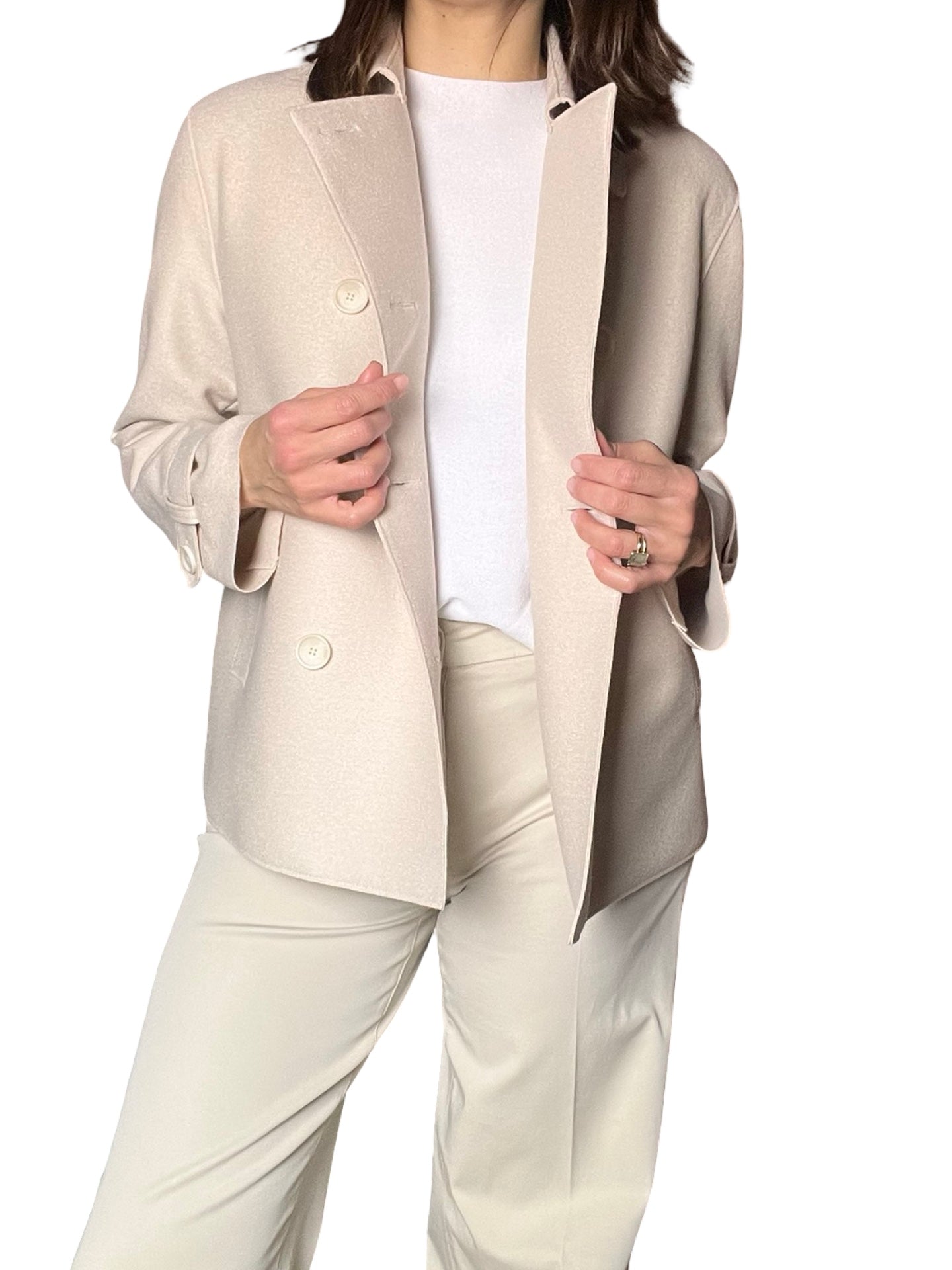 Giacca color crema di lana Trench Harris Wharf London