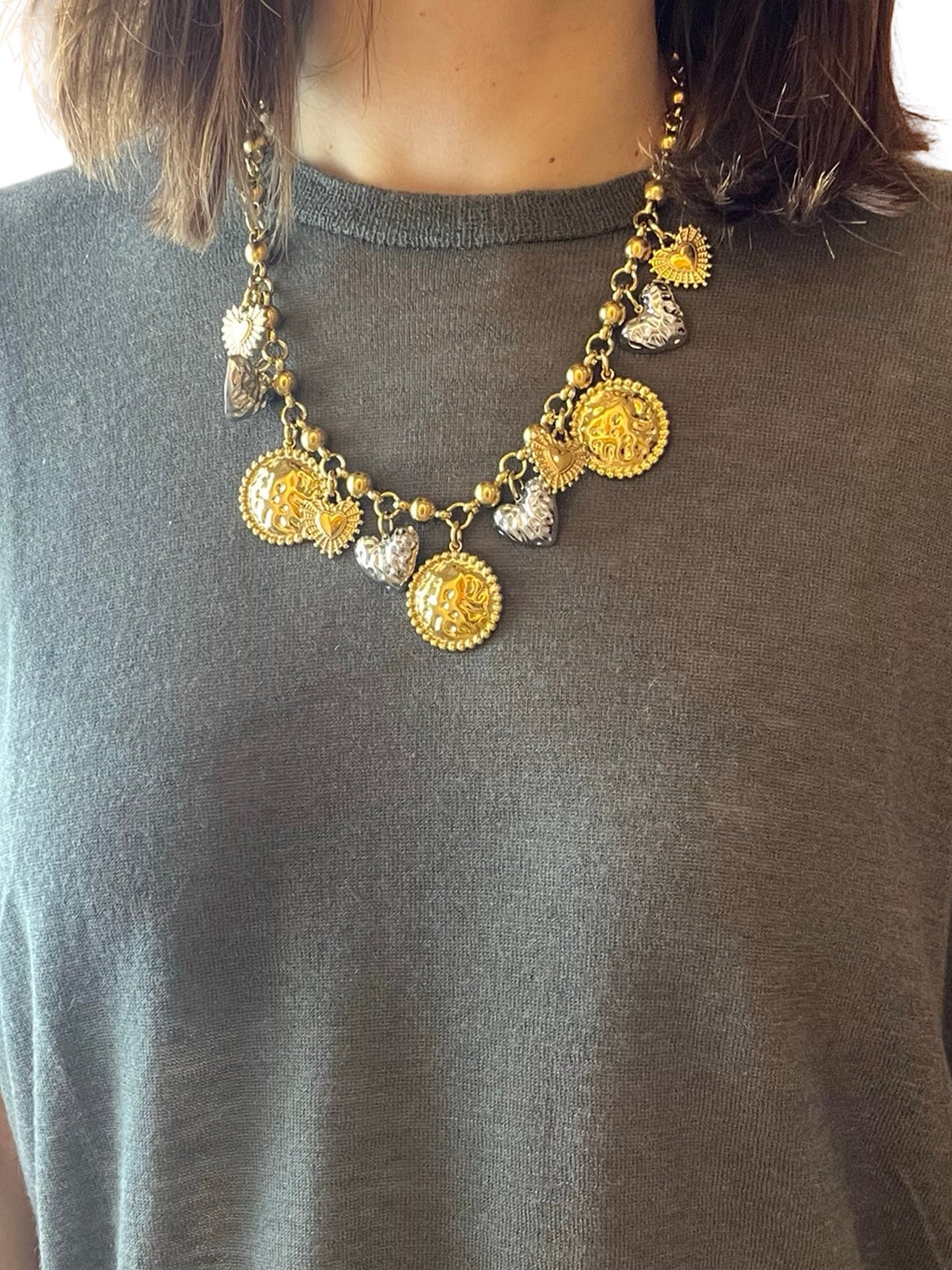 Collana Il Baco Da Seta Medaglie e cuori