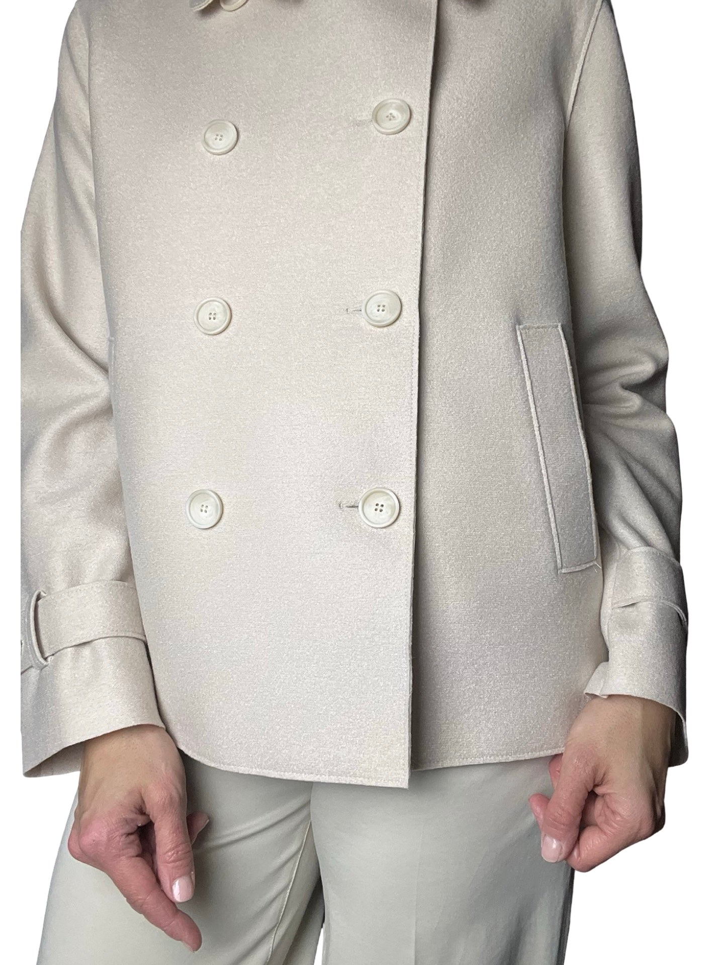 Giacca color crema di lana Trench Harris Wharf London