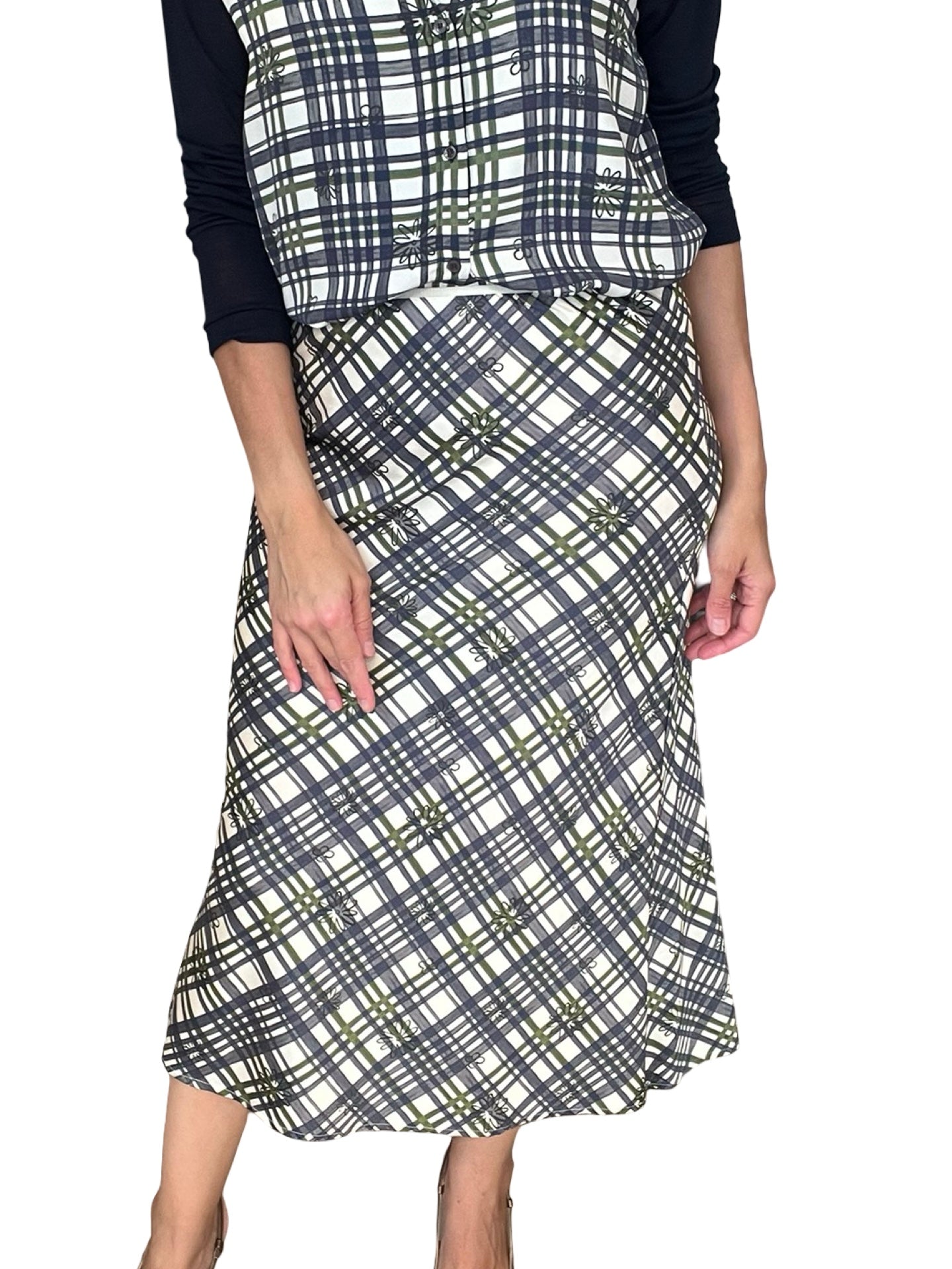 Whyci Milano Skirt with Checks and Flowers