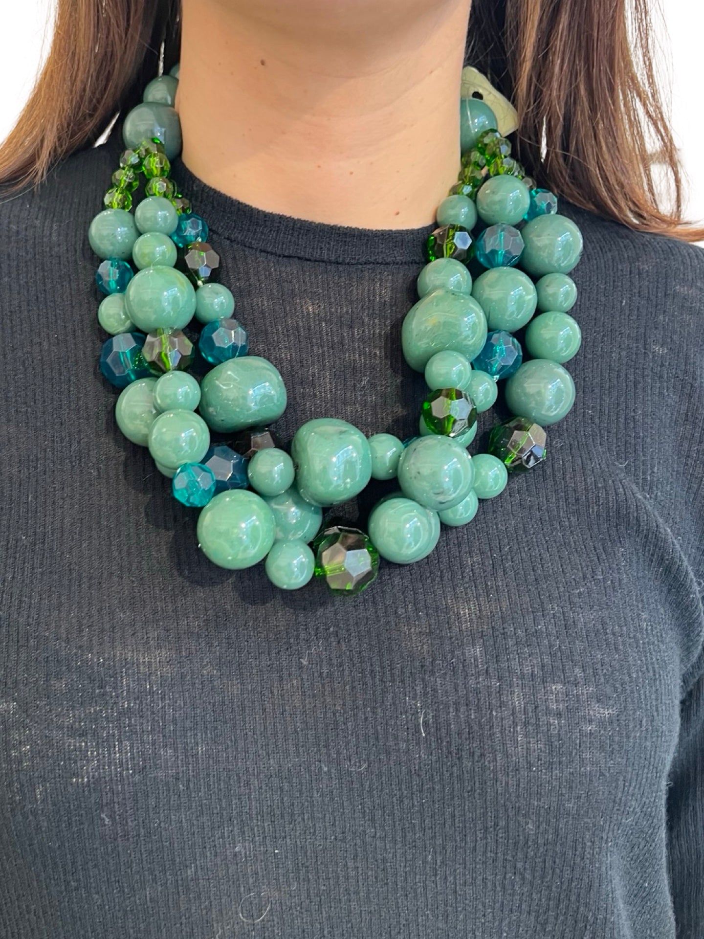 Fabrizio Marcantelli Necklace Alternating Balls 3 Green Strips