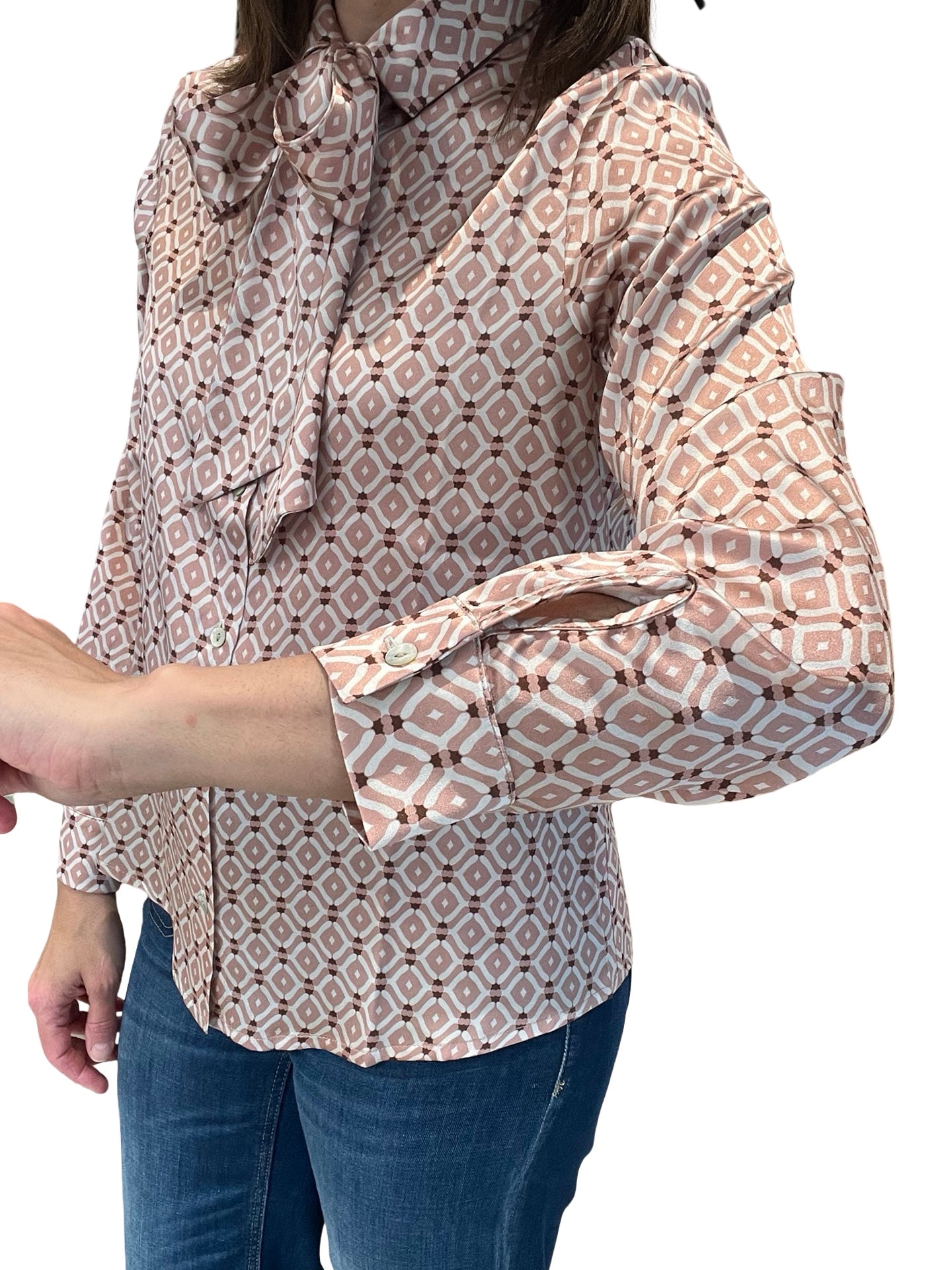 Chemise en soie imprimée Monika Varga avec nœud