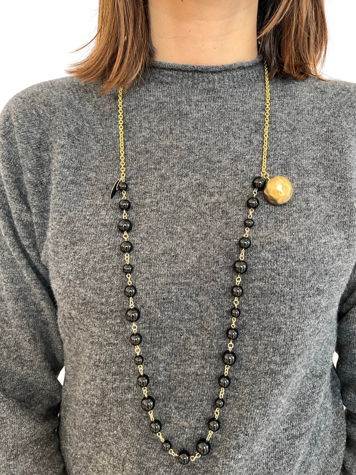 Collar Unique Bolas y Piedras Negro