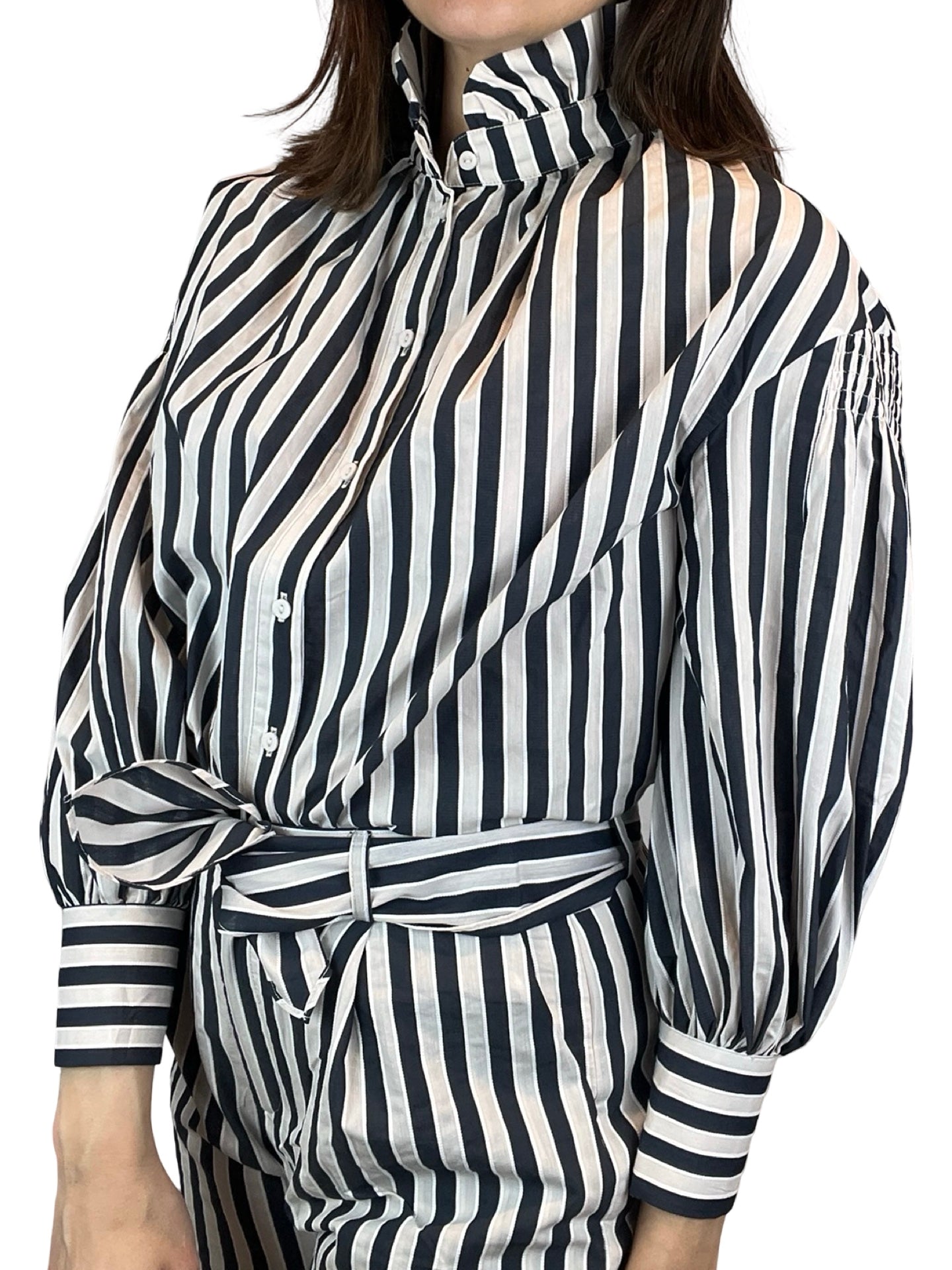 Camisa Paisie Rayas Cuello Plisado