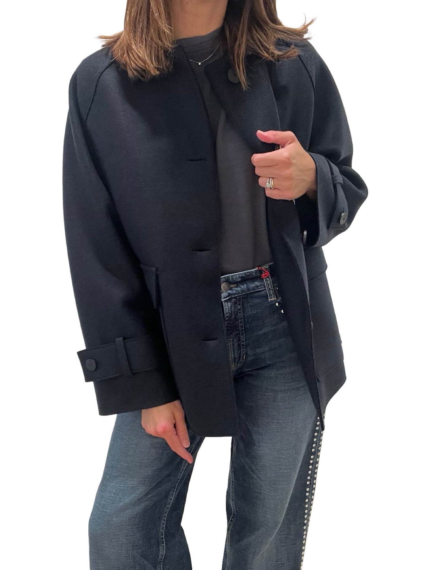 Trench Harris Wharf London con fodera scozzese Blu notte