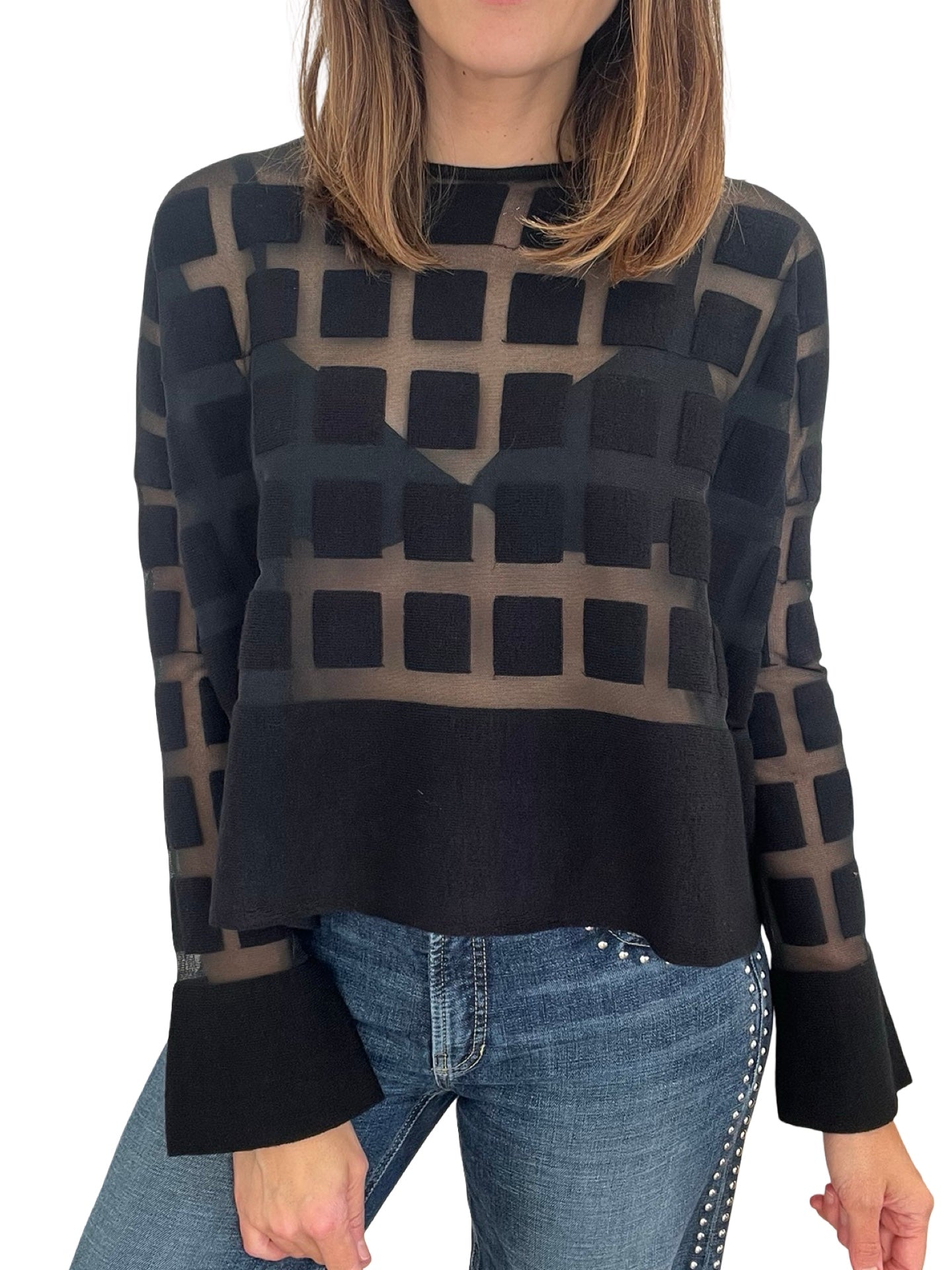 T-shirt léger à imprimé à carreaux court transparent Conti