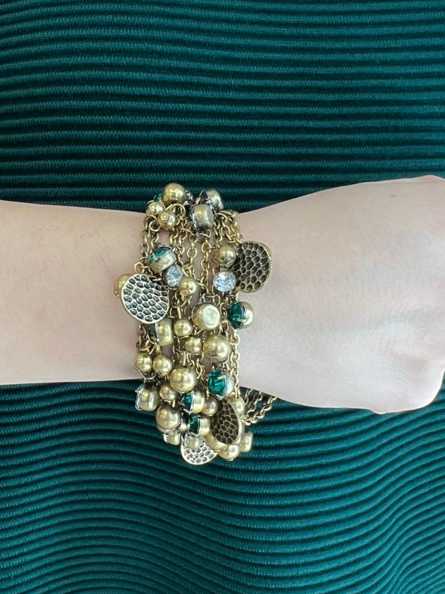 Bracelet Il Baco Da Seta Chains Medals And Green Stones