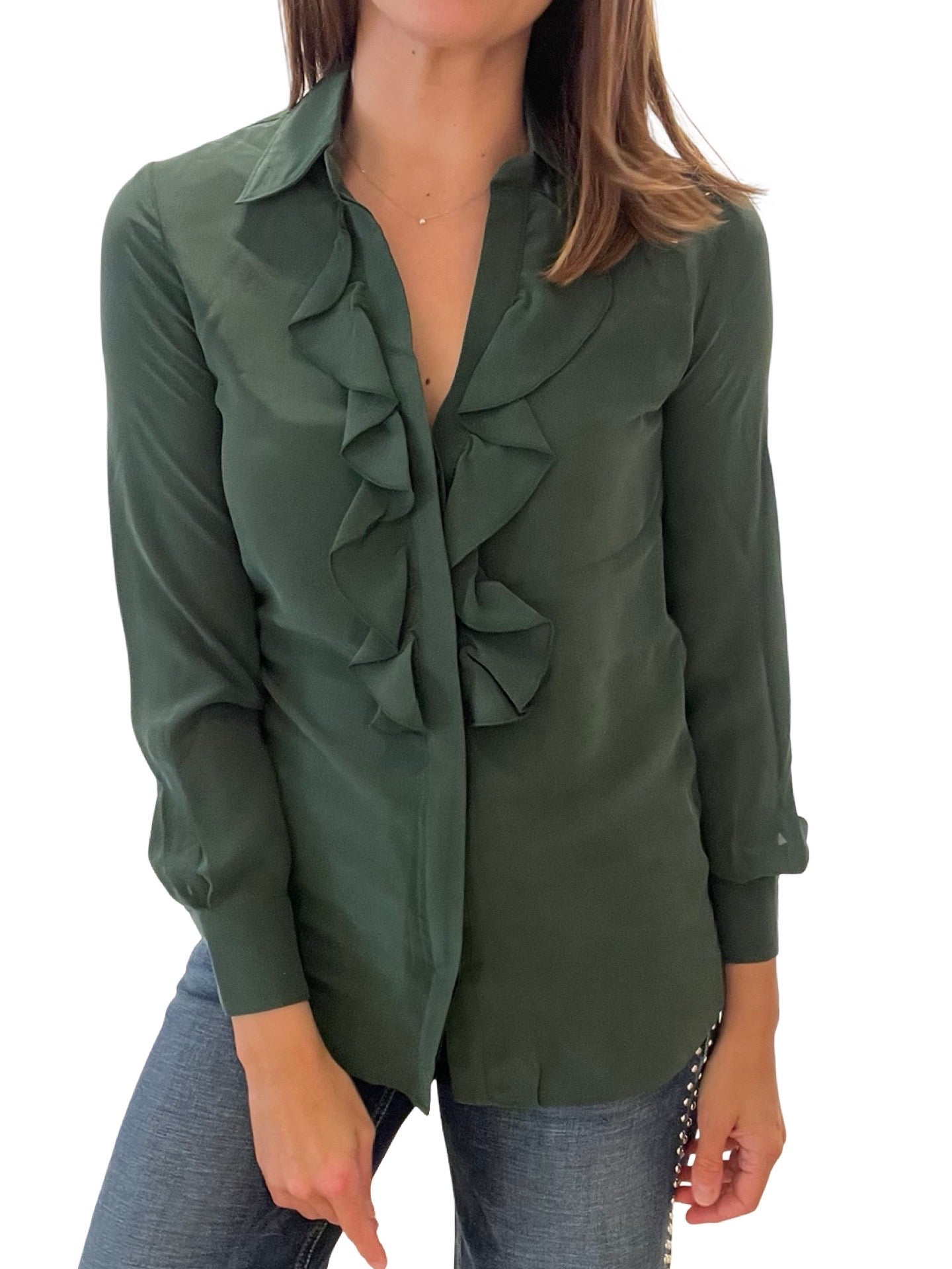 Chemise verte à volants et visière Diego