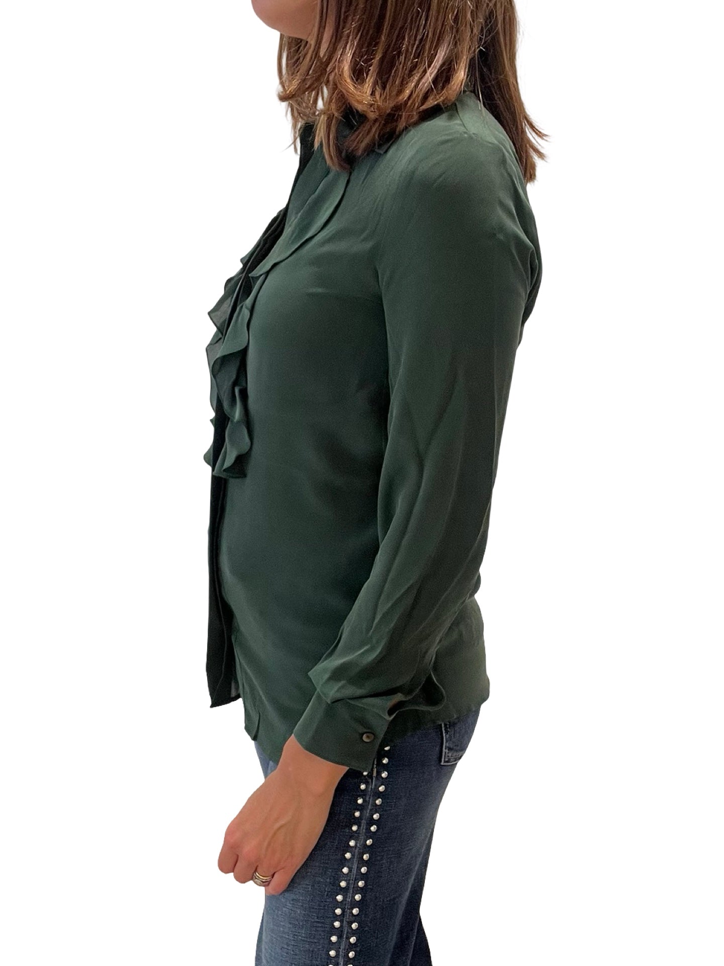 Camicia con volant con visiera verde Diega