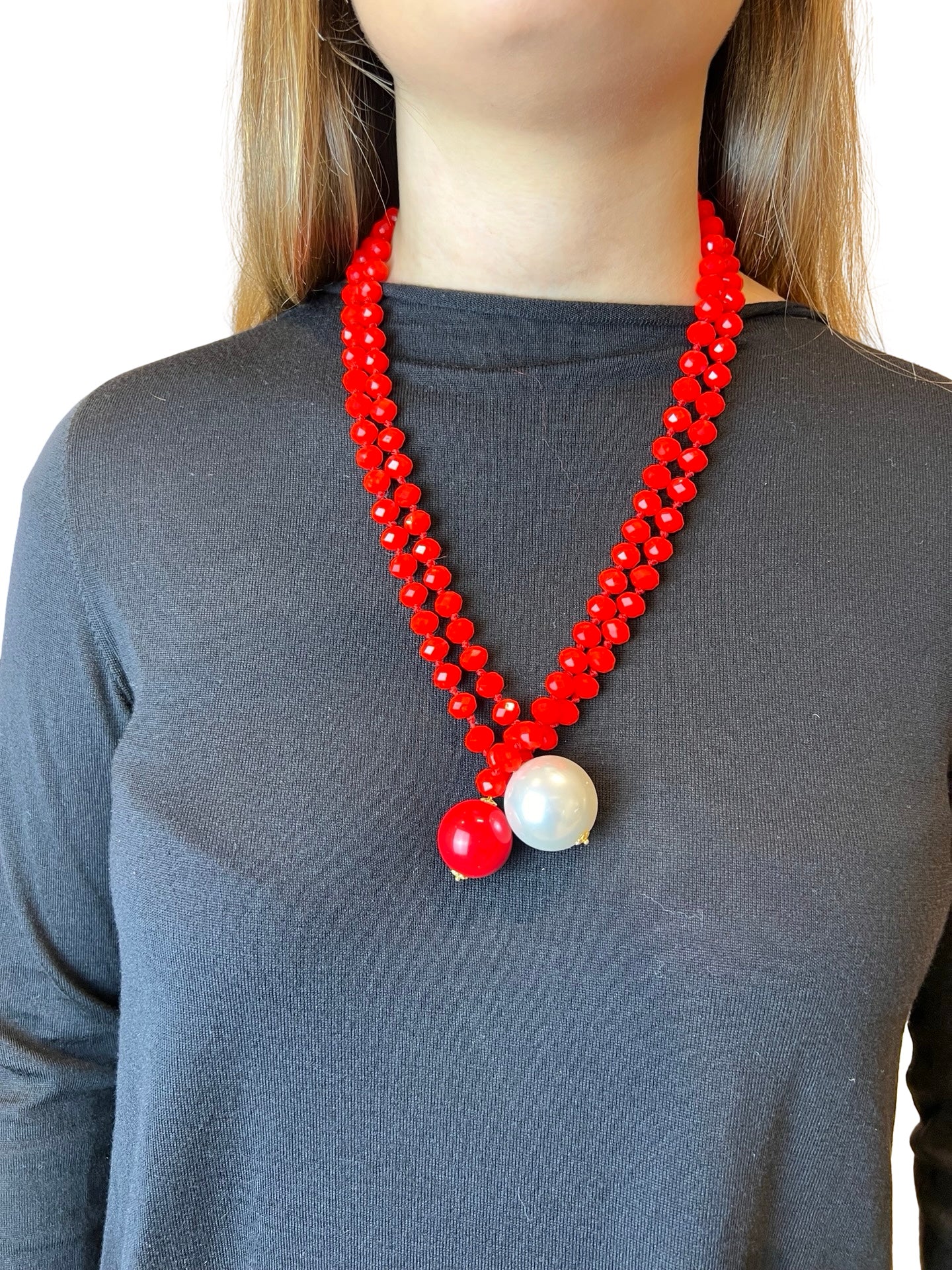 Collar Fabrizio Marcantelli Bolitas y 2 Bolas Grande Rojo