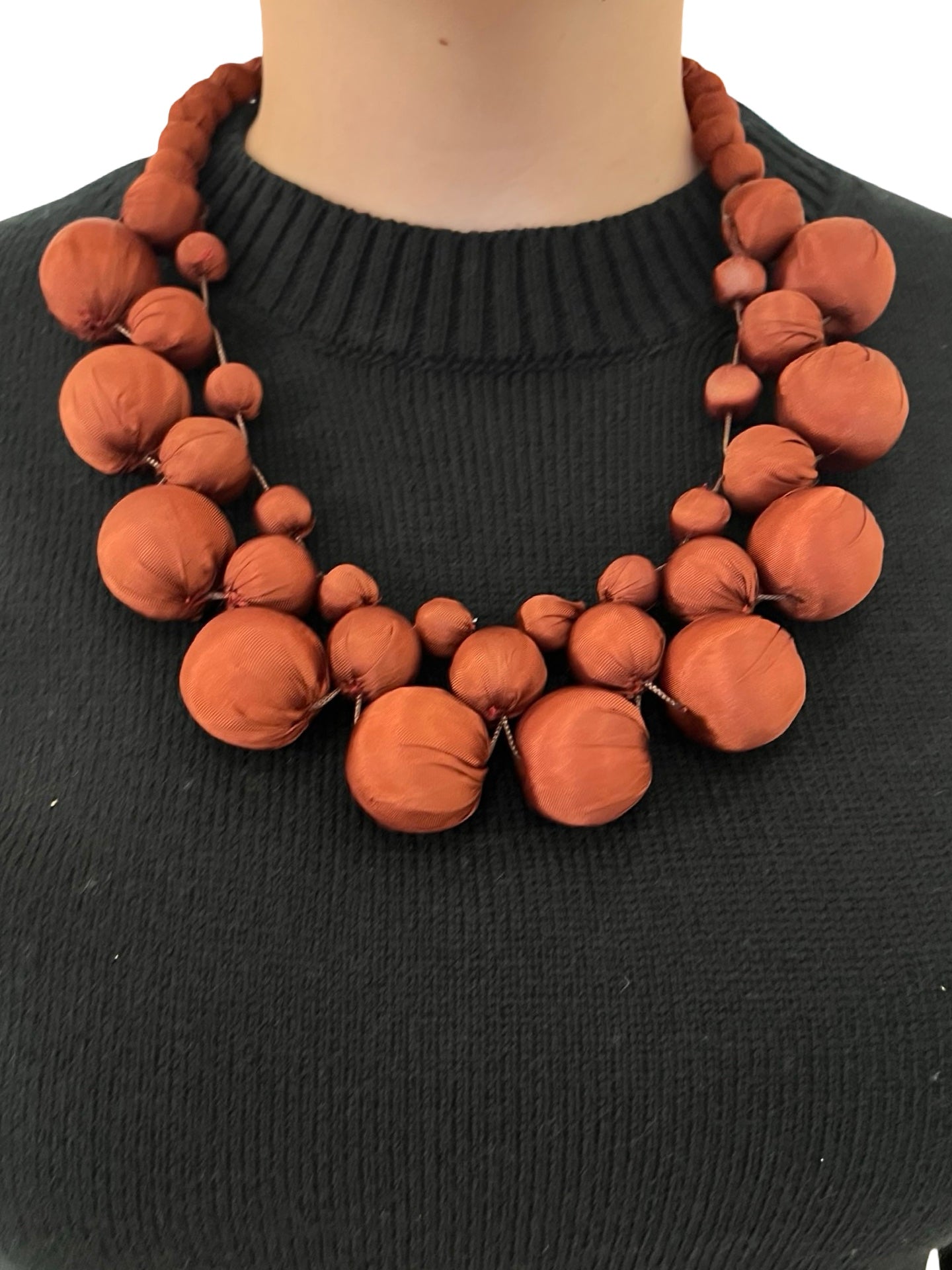 Collana Il Baco Da Seta Palline di seta marrone Chefren