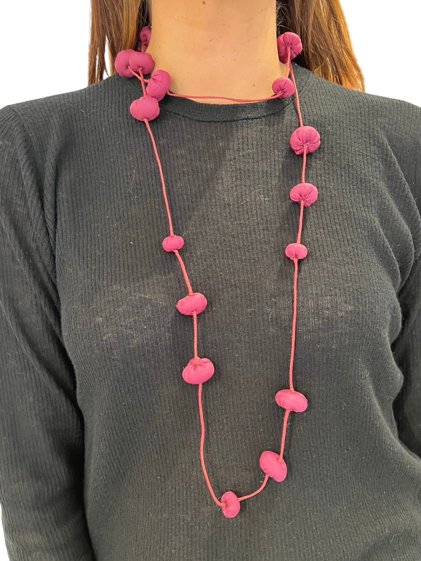 Collana Il Baco Da Seta Palline di seta bozzolo di melanzane