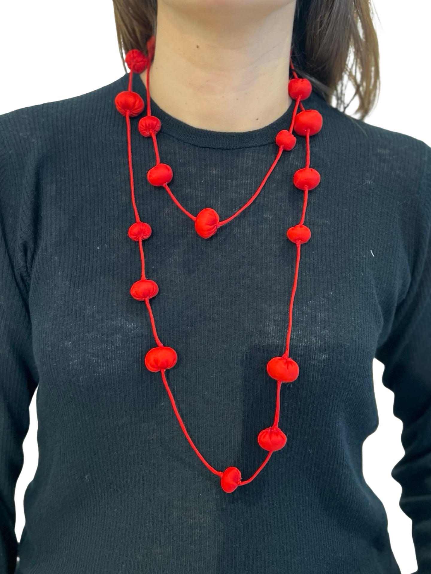 Collar Il Baco Da Seta Bolas De Seda Cocoon Rojo