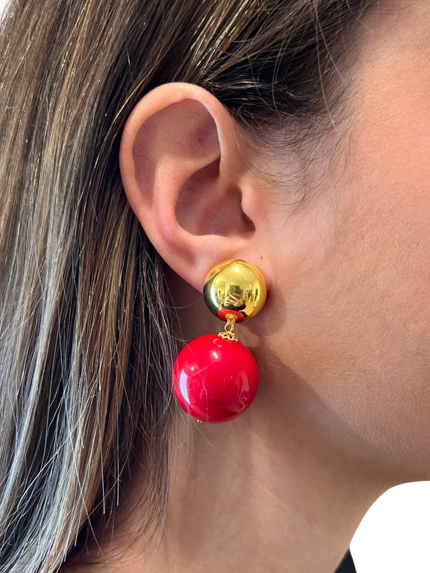 Fabrizio Marcantelli Boucles d'oreilles clip boule rouge