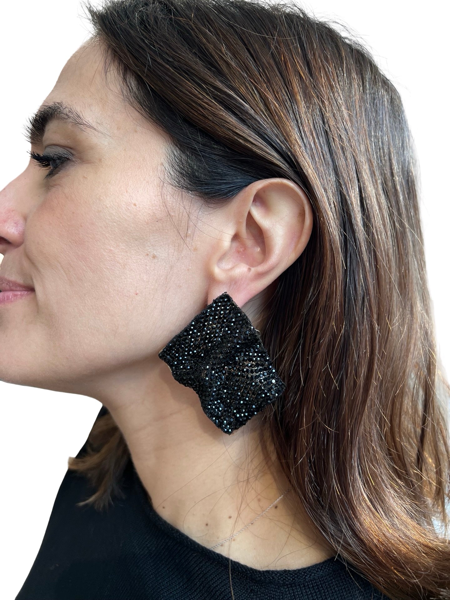 Earrings Il Baco Da Seta Black Shiny Rhombus