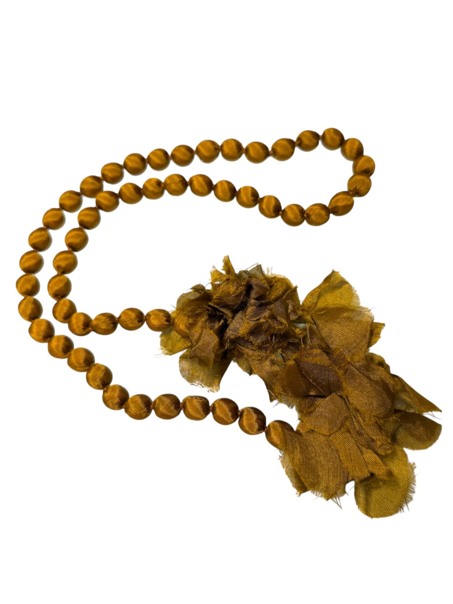 Collana Il Baco Da Seta Palline di seta Doan Flower Senape scuro