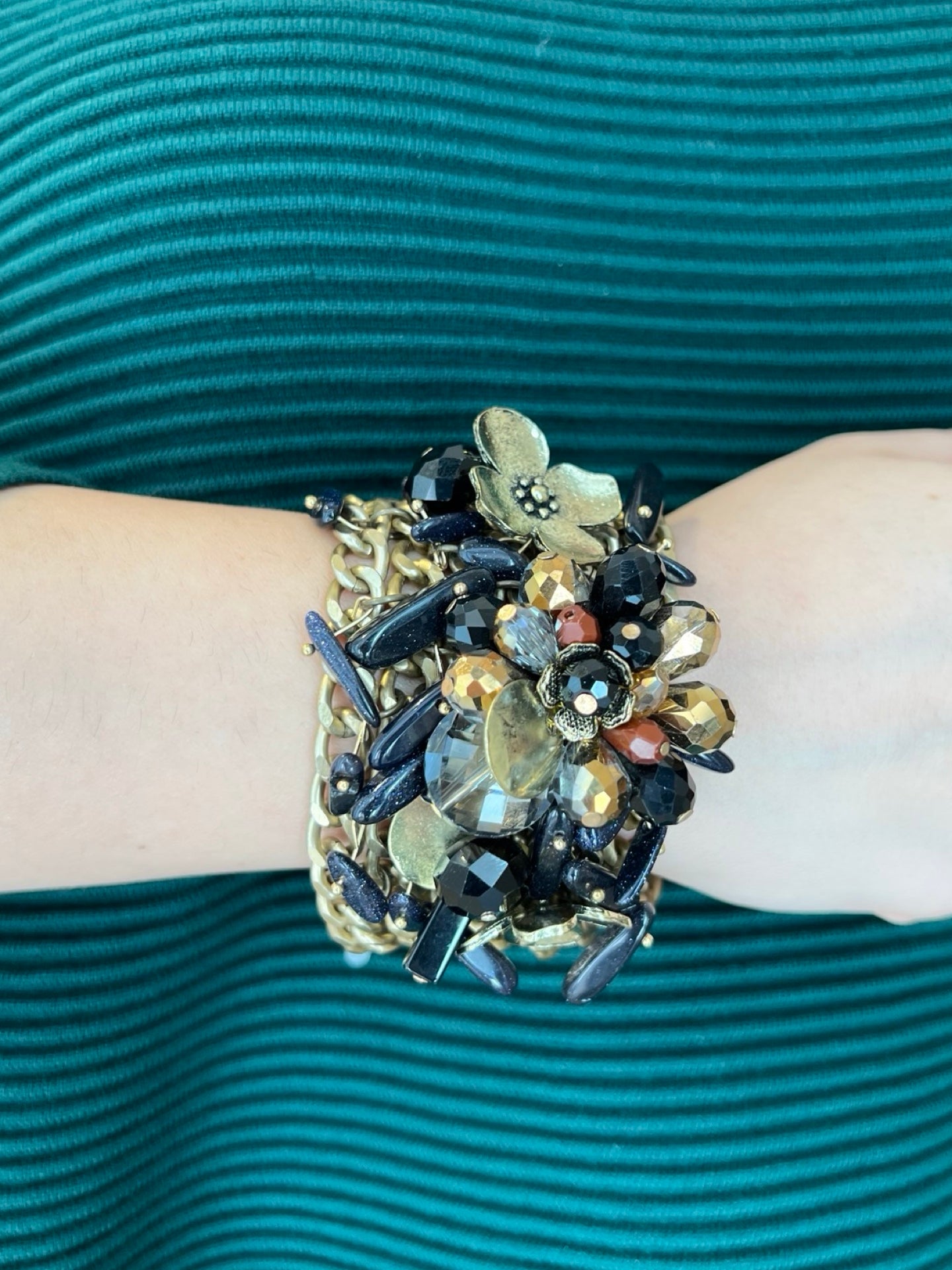 Bracelet Il Baco Da Seta Navy Blue Flowers and Stones Chains