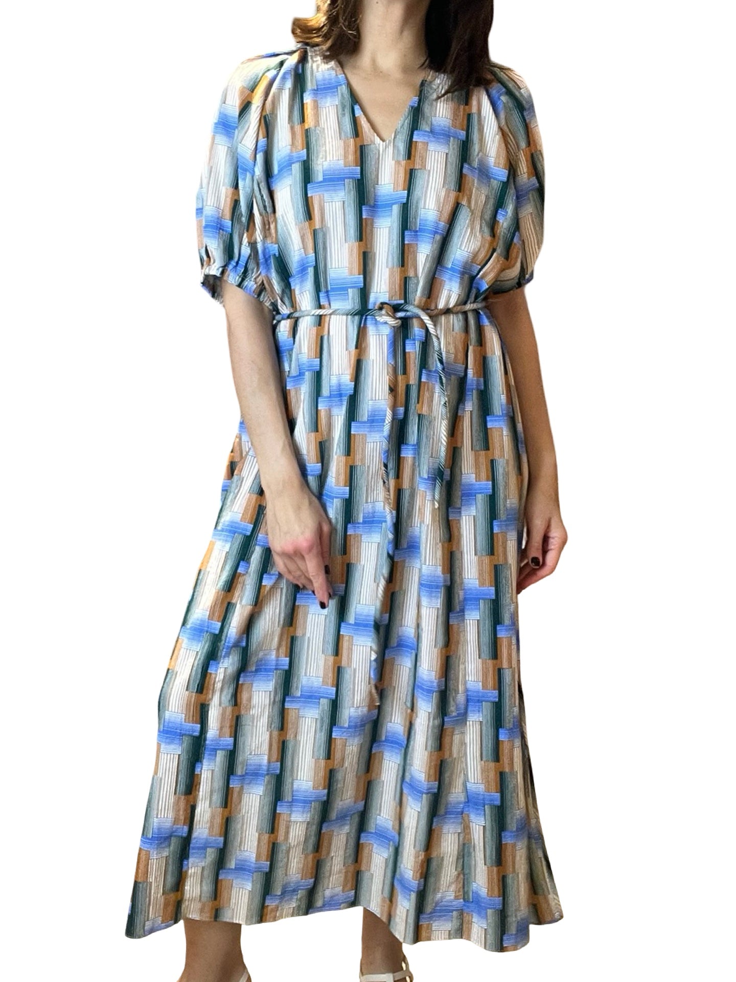 Vestido Mapoésie Estampado Geométrico C.Pico