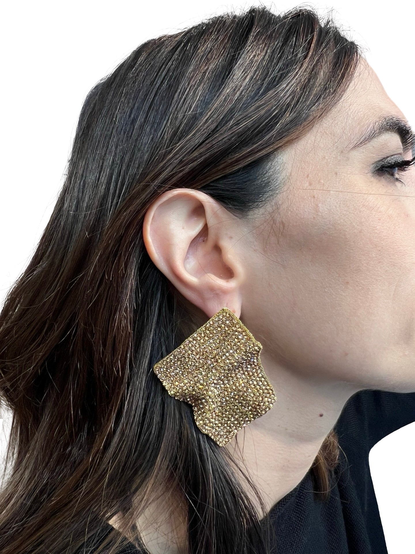 Earrings Il Baco Da Seta Golden Shiny Rhombus