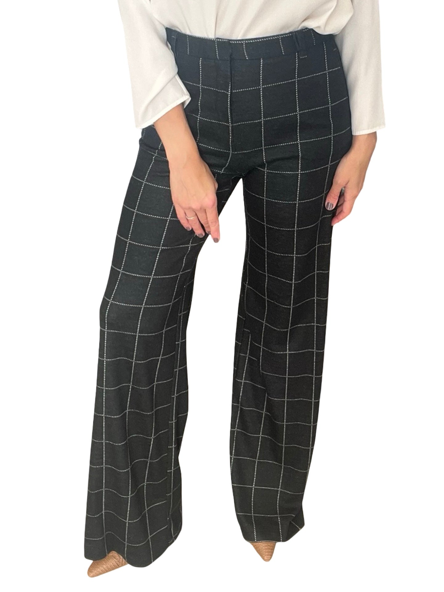 Pantalon à carreaux gris Goodmatch Palazzo