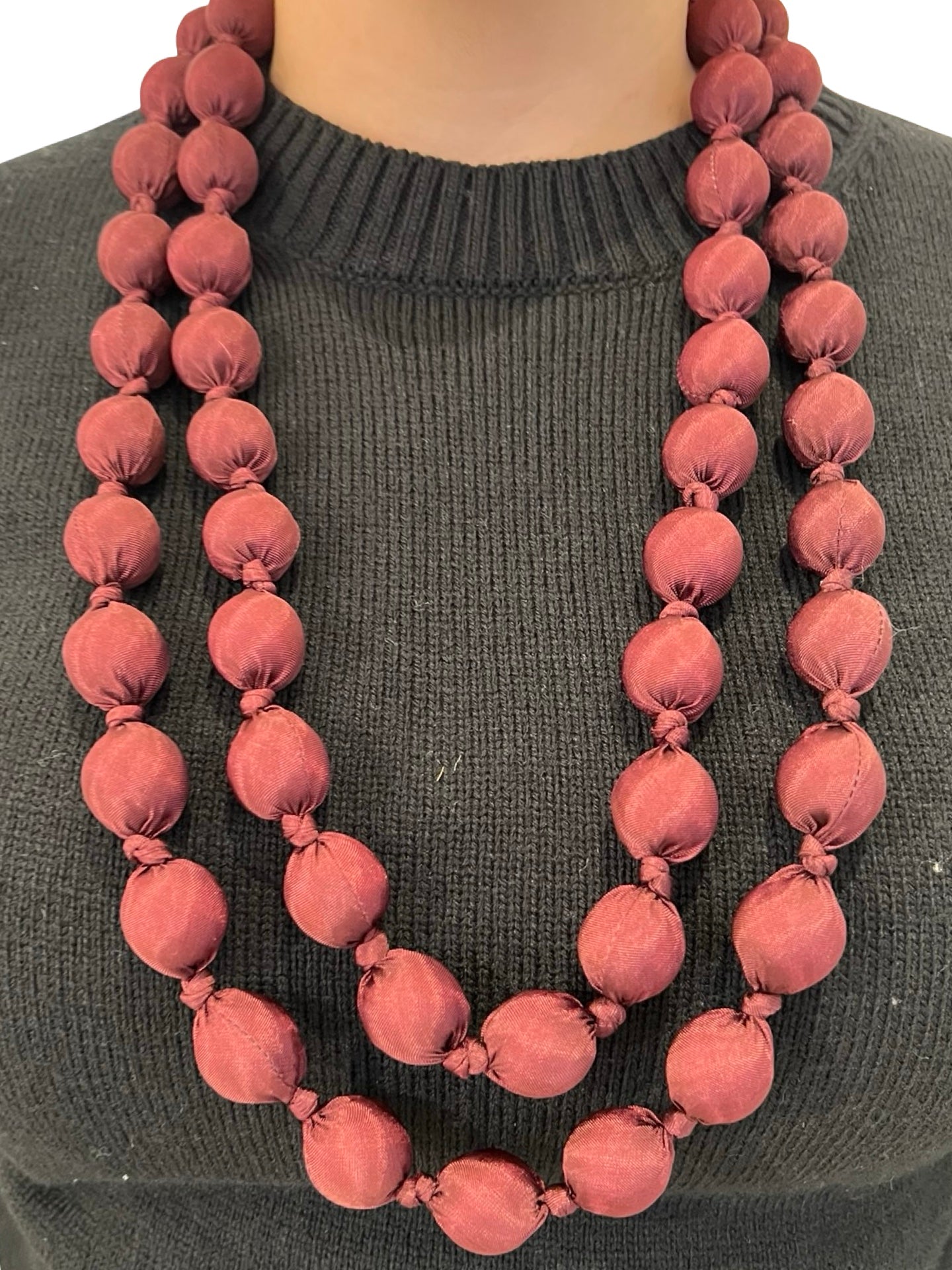 Collar Il Baco Da Seta Maxi Bolas Seda Marrón