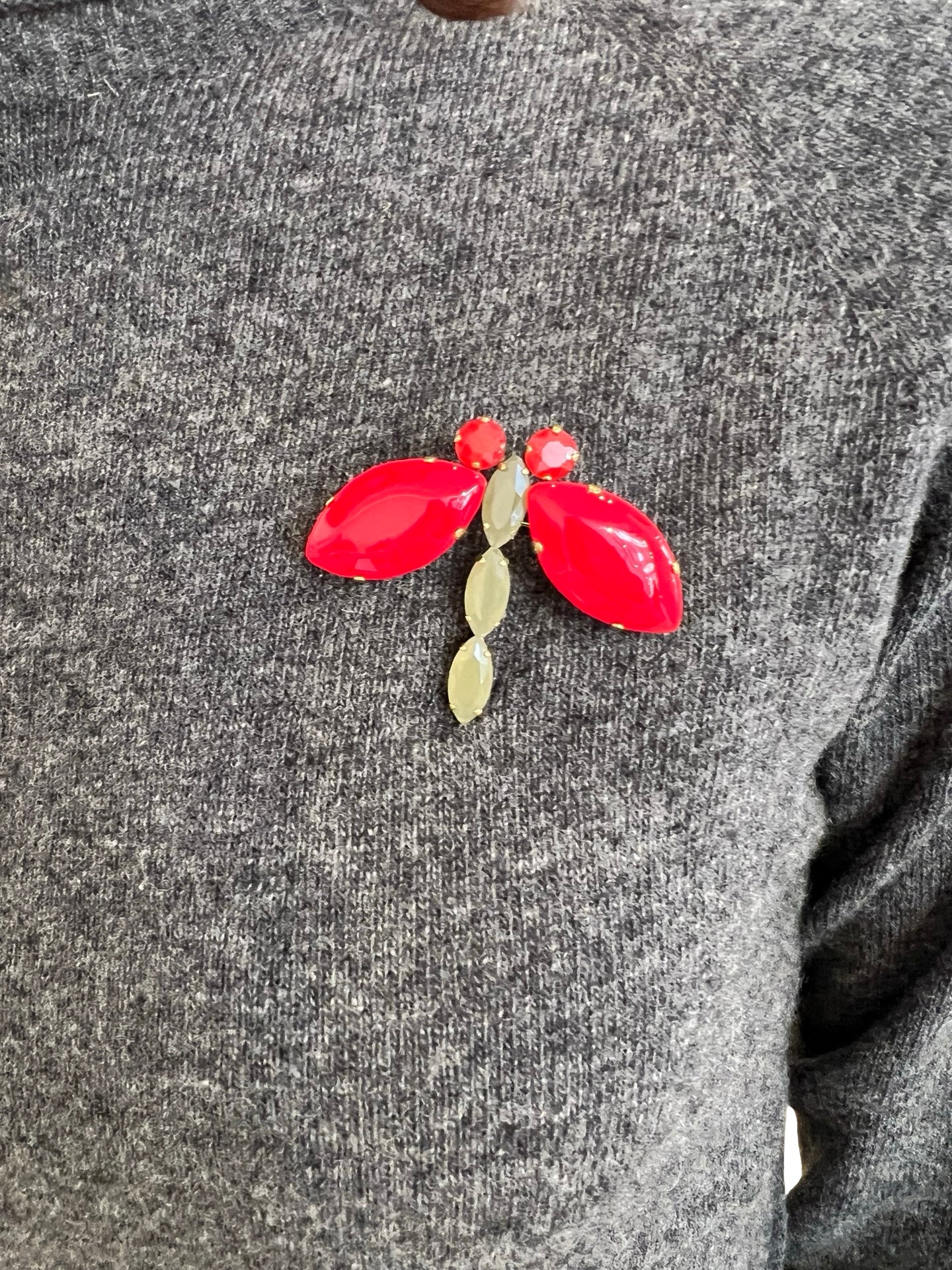 Broche Unique Libelula Rojo