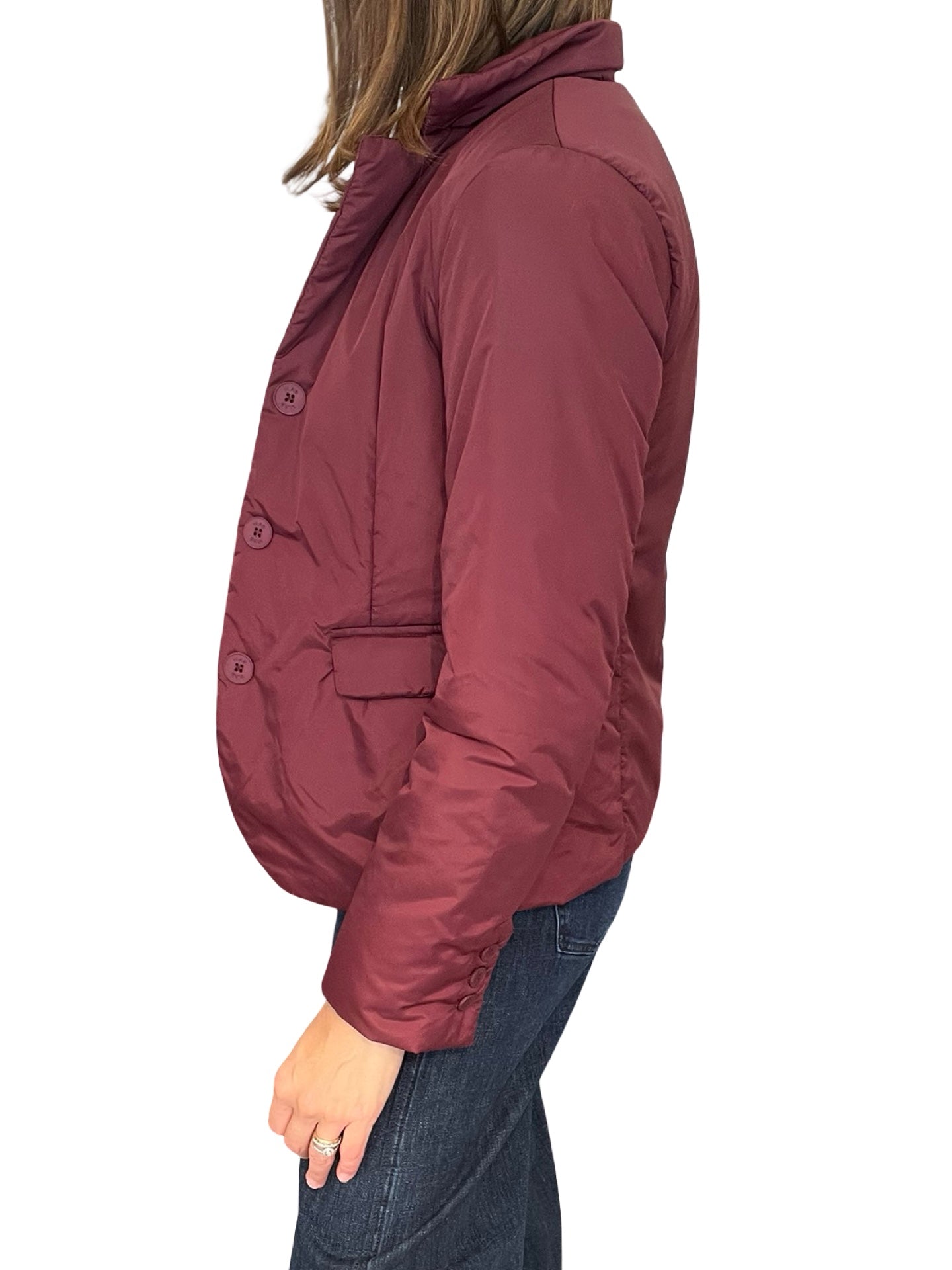 Chaqueta Vlab Bolsillos Cuello Camisero Granate