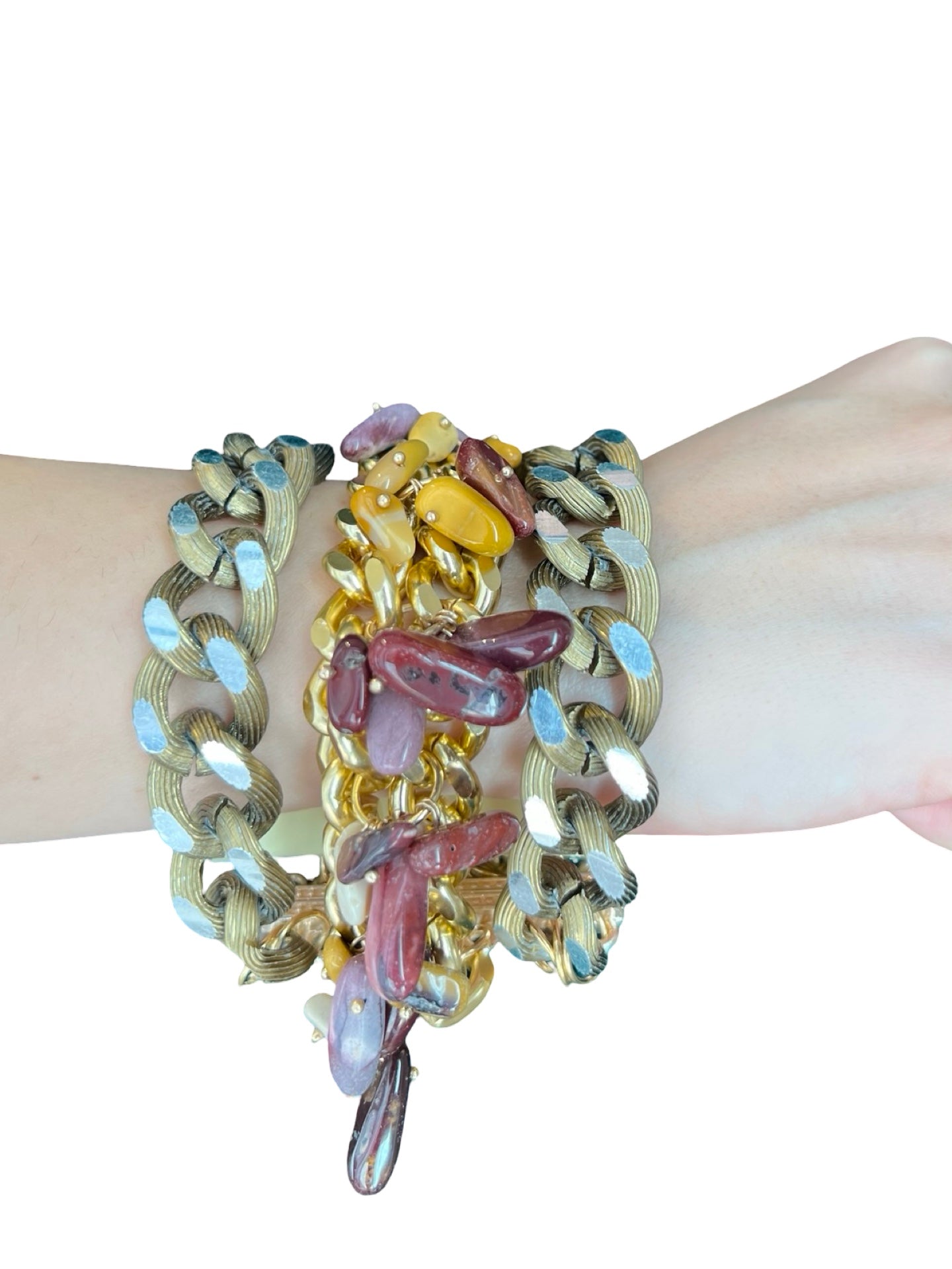 Bracelet Il Baco Da Seta Wide Links Stones Bordeaux